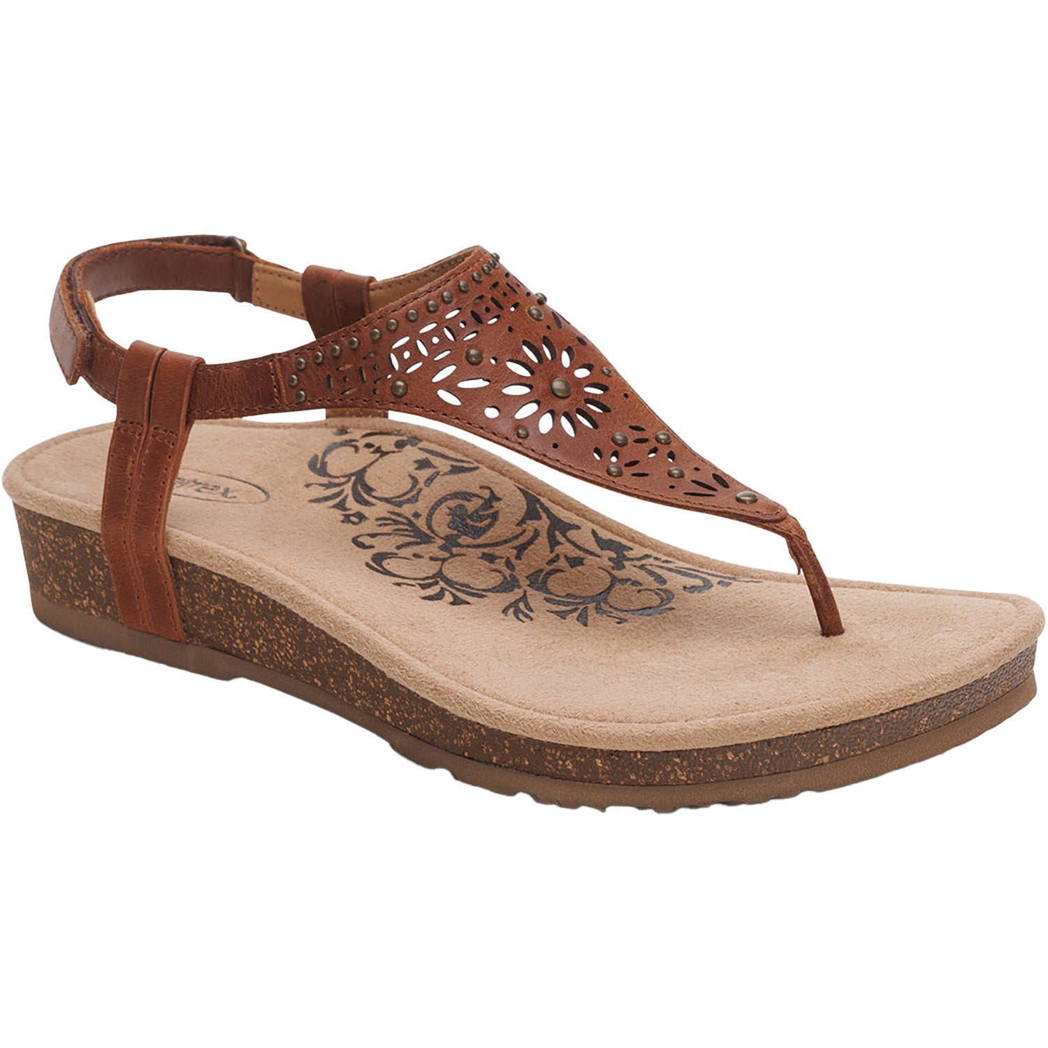Womens Aetrex Aetrex Evelyn Women's Sandals Thong Sandals Walnut Leather Walnut Leather