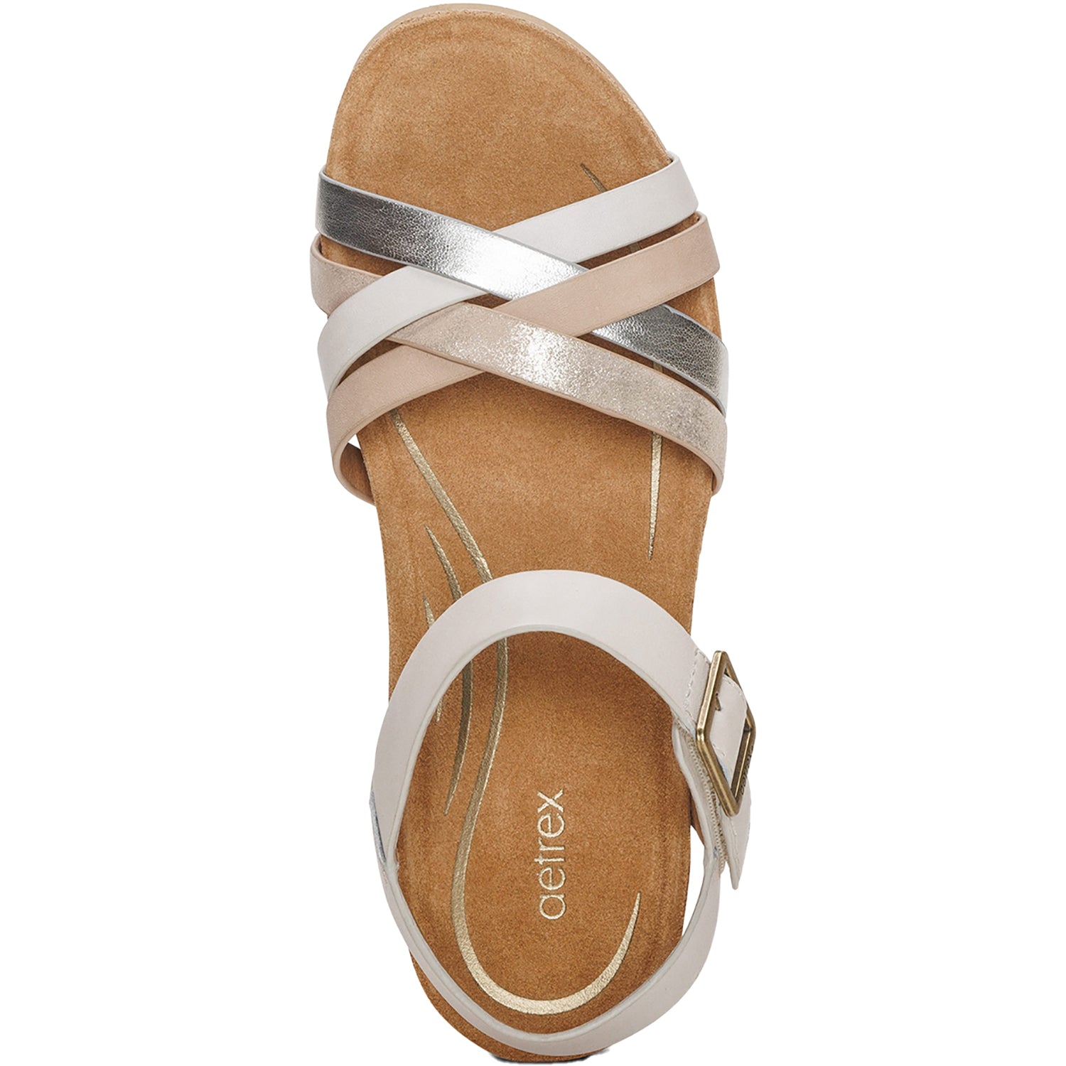 Womens Aetrex Aetrex Noelle Women's Wedge Sandals Ivory Multi Leather Ivory Multi Leather