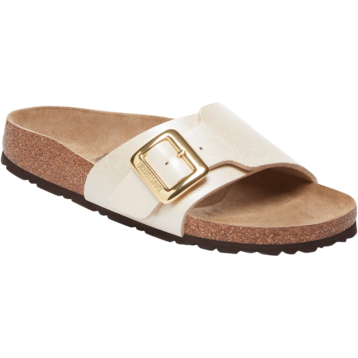 Womens Birkenstock Birkenstock Catalina Luxe Buckle Birko-Flor Women's Sandals Graceful Pearl White Graceful Pearl White