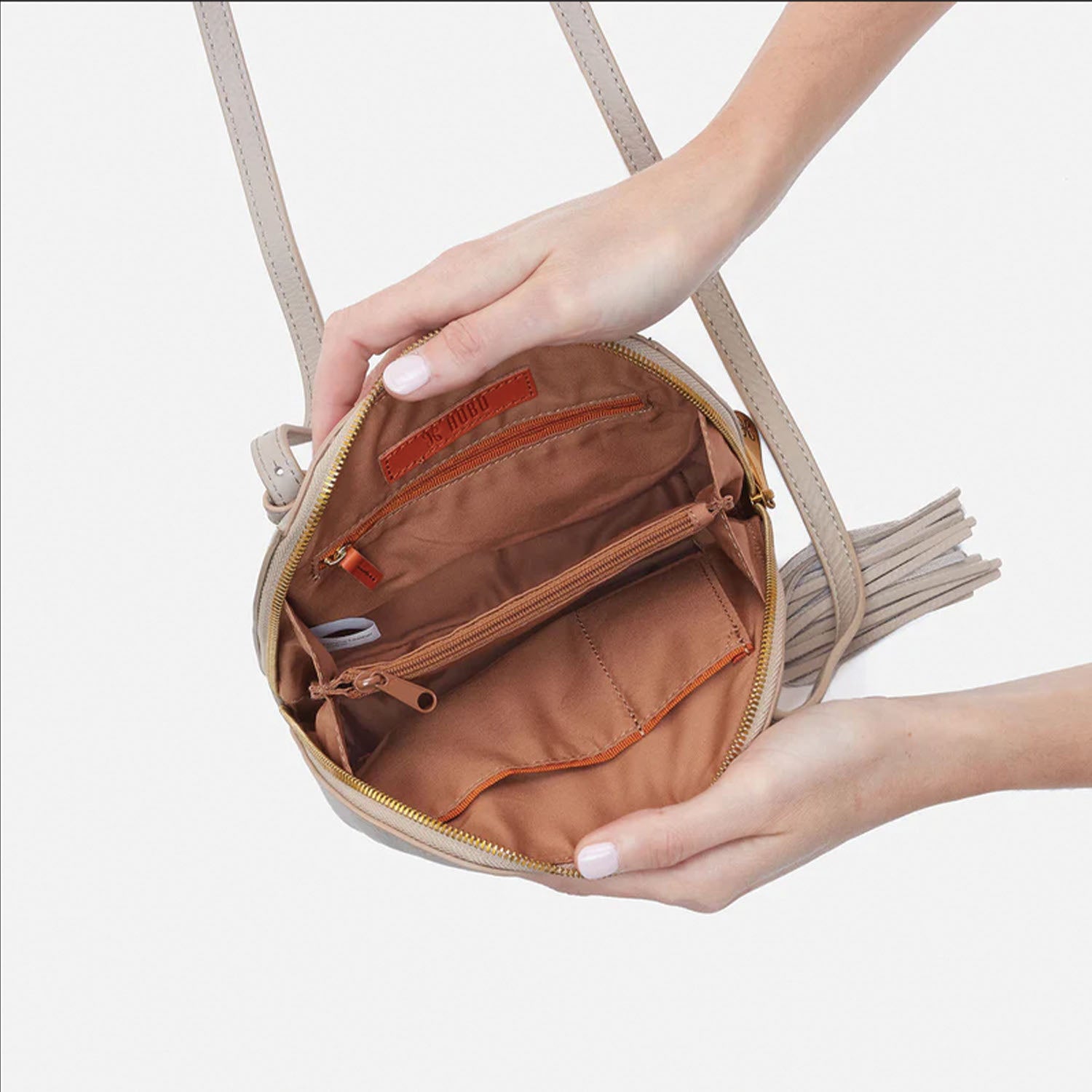 Womens Hobo Hobo International Nash Crossbody Bag Taupe Pebbled Leather Taupe Pebbled Leather