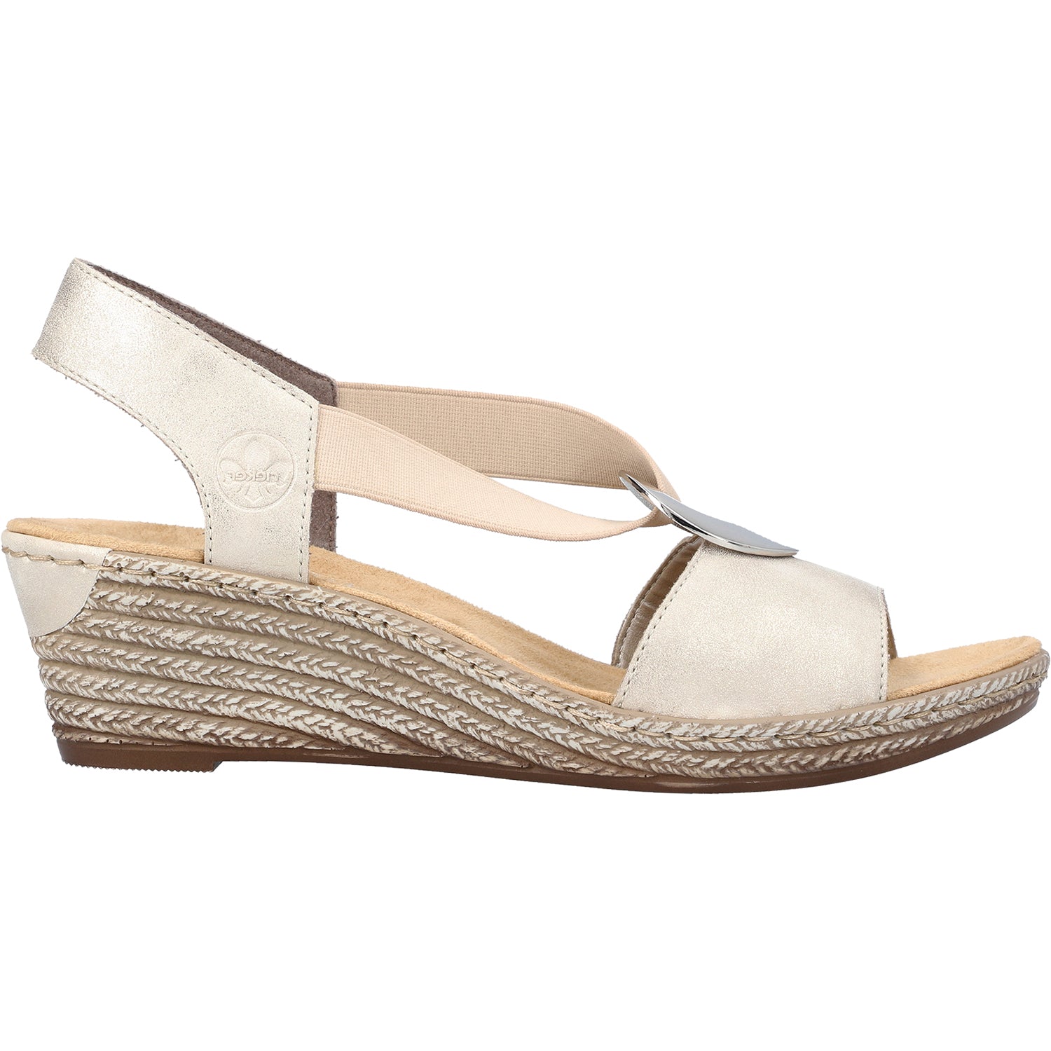 Womens Rieker Rieker 624H6-60 Fanni Women's Slingback Sandals Muschel/Cream Synthetic Muschel/Cream Synthetic
