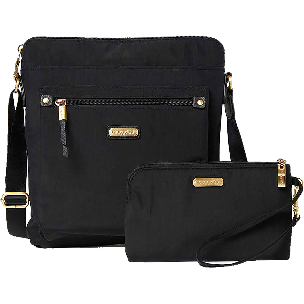 Baggallini Go Bagg with RFID Phone Wristlet Black/Gold Nylon