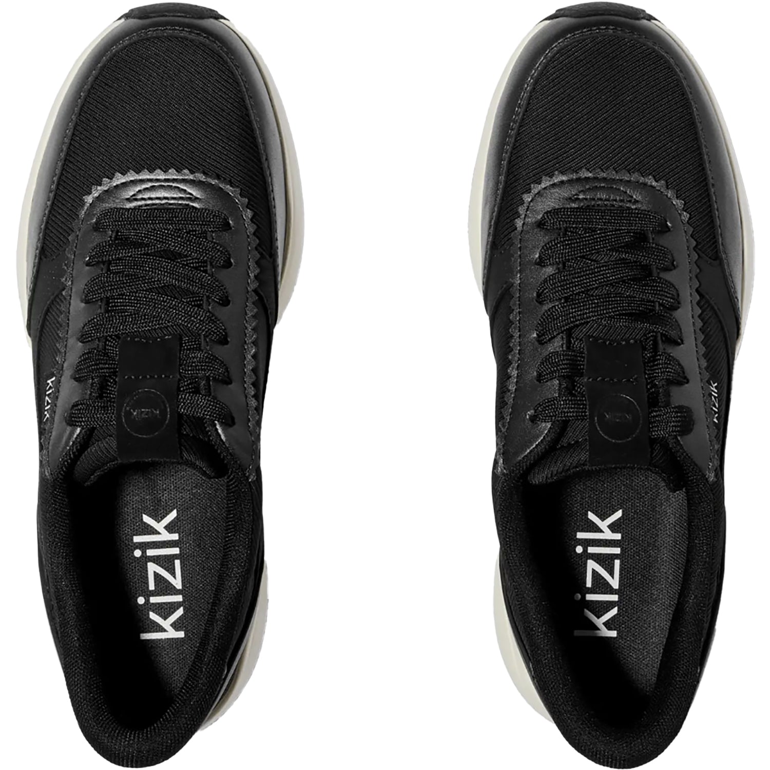 Womens Kizik KIZIK Paris Women's Athletic Shoes Black/Pristine Leather Black/Pristine Leather