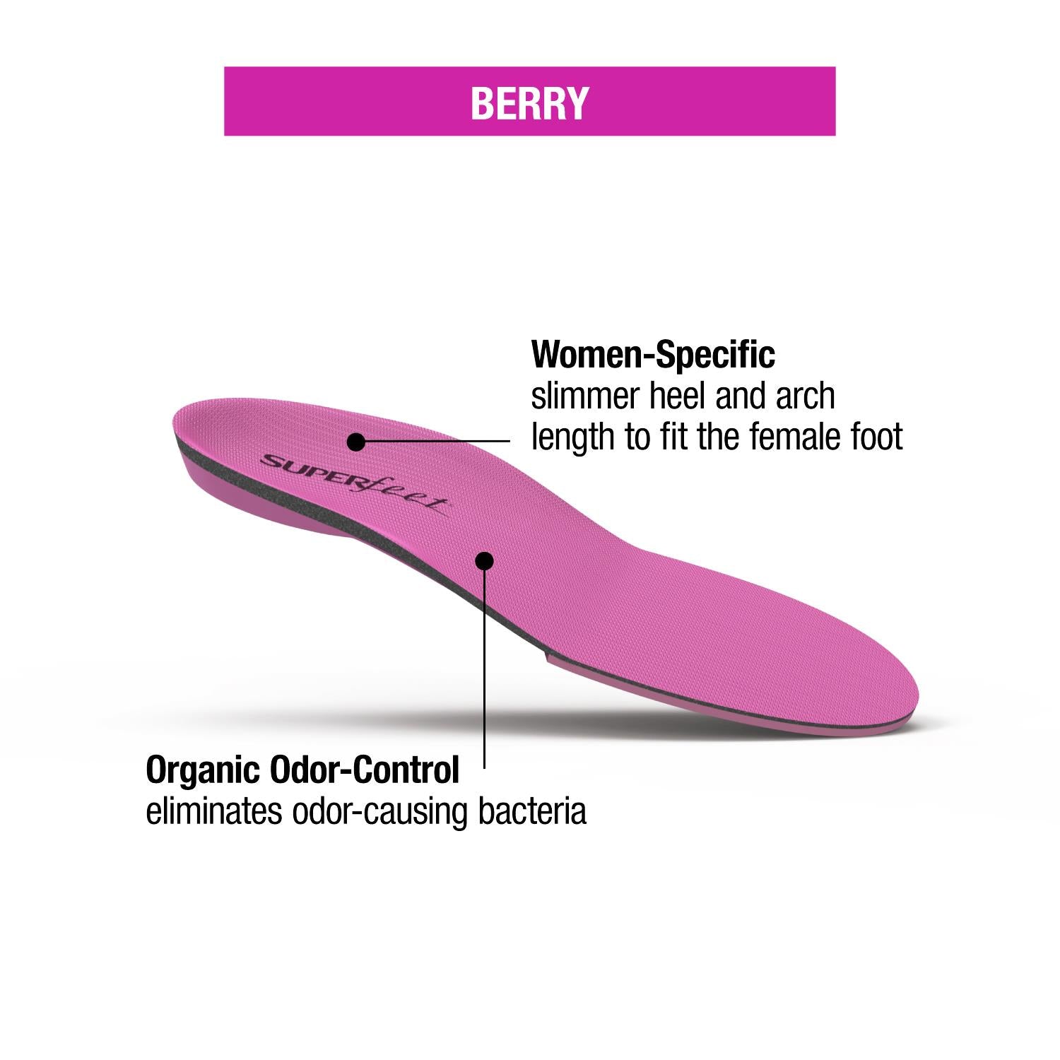 Womens Superfeet Women's Superfeet All-Purpose High Impact Support Berry Insoles Berry