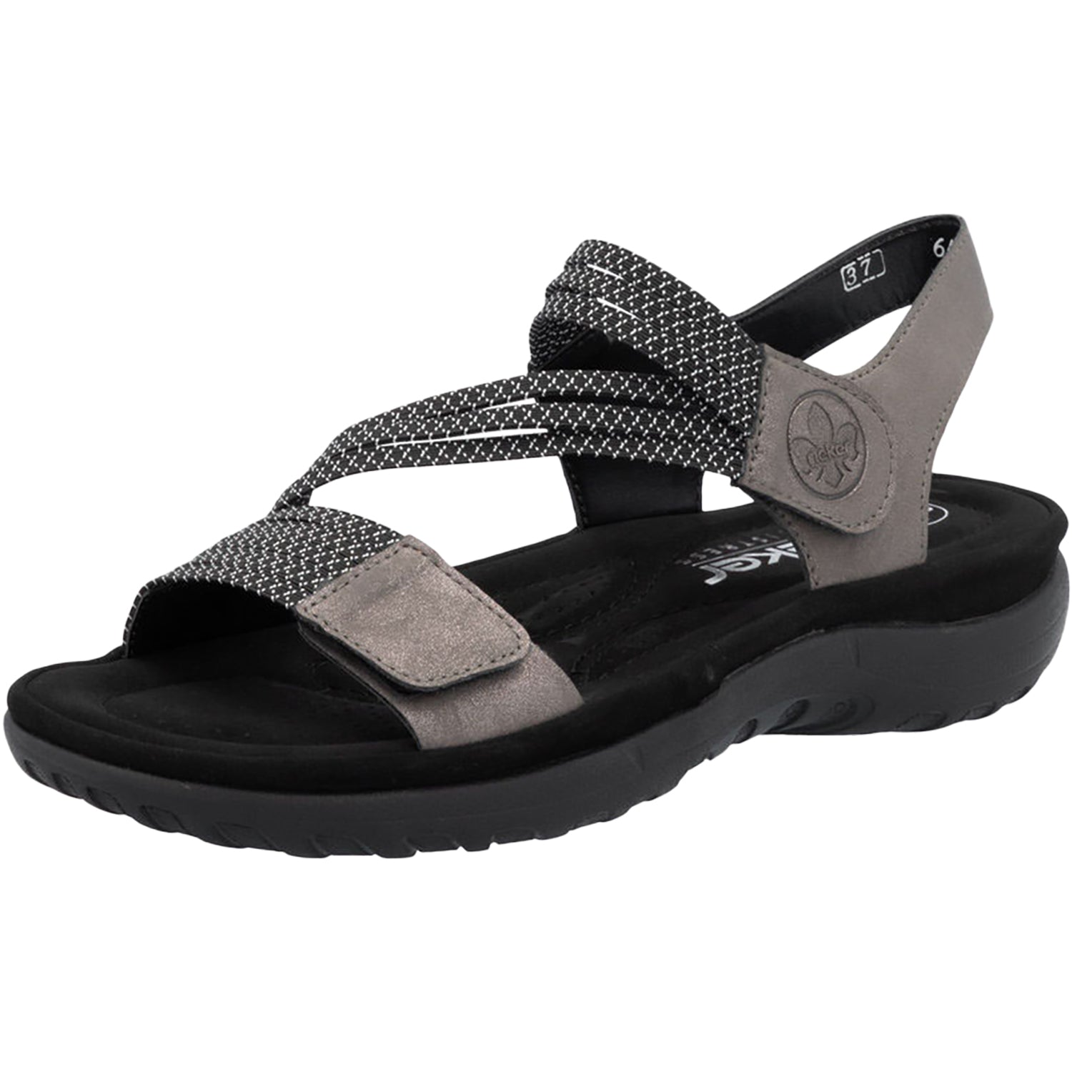 Womens Rieker Rieker 64870-42 Women's Sandals Mineral/Schwarz Synthetic Mineral/Schwarz Synthetic