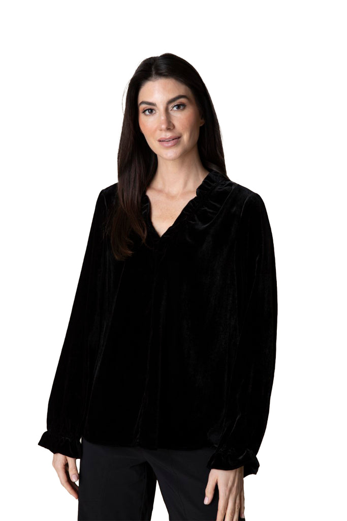 Women's Habitat Velvet Flounce Collar Pullover Black