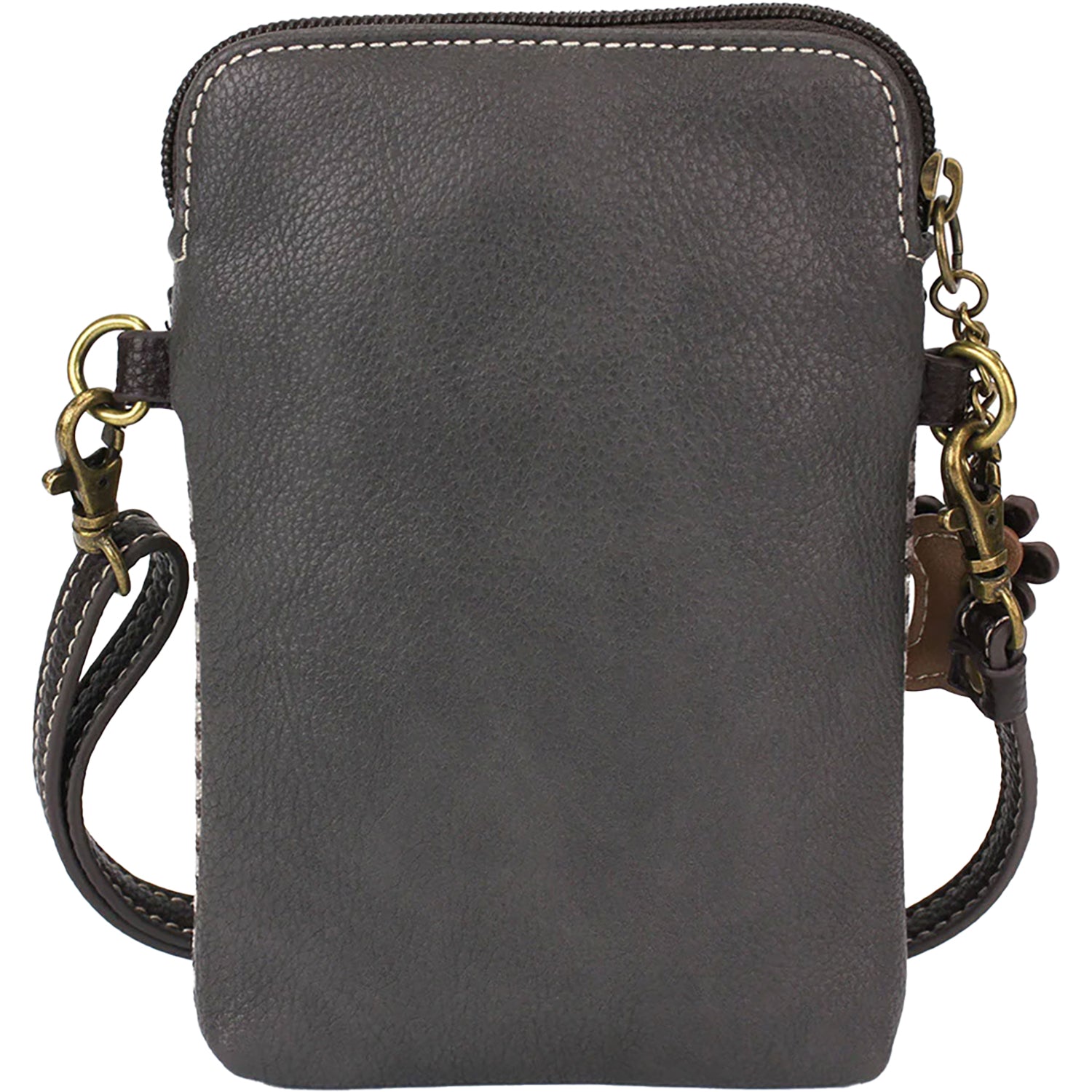 Unisex Chala Chala White Shih Tzu Cellphone Crossbody Handbag Gray Stripe Synthetic Gray Stripe Synthetic
