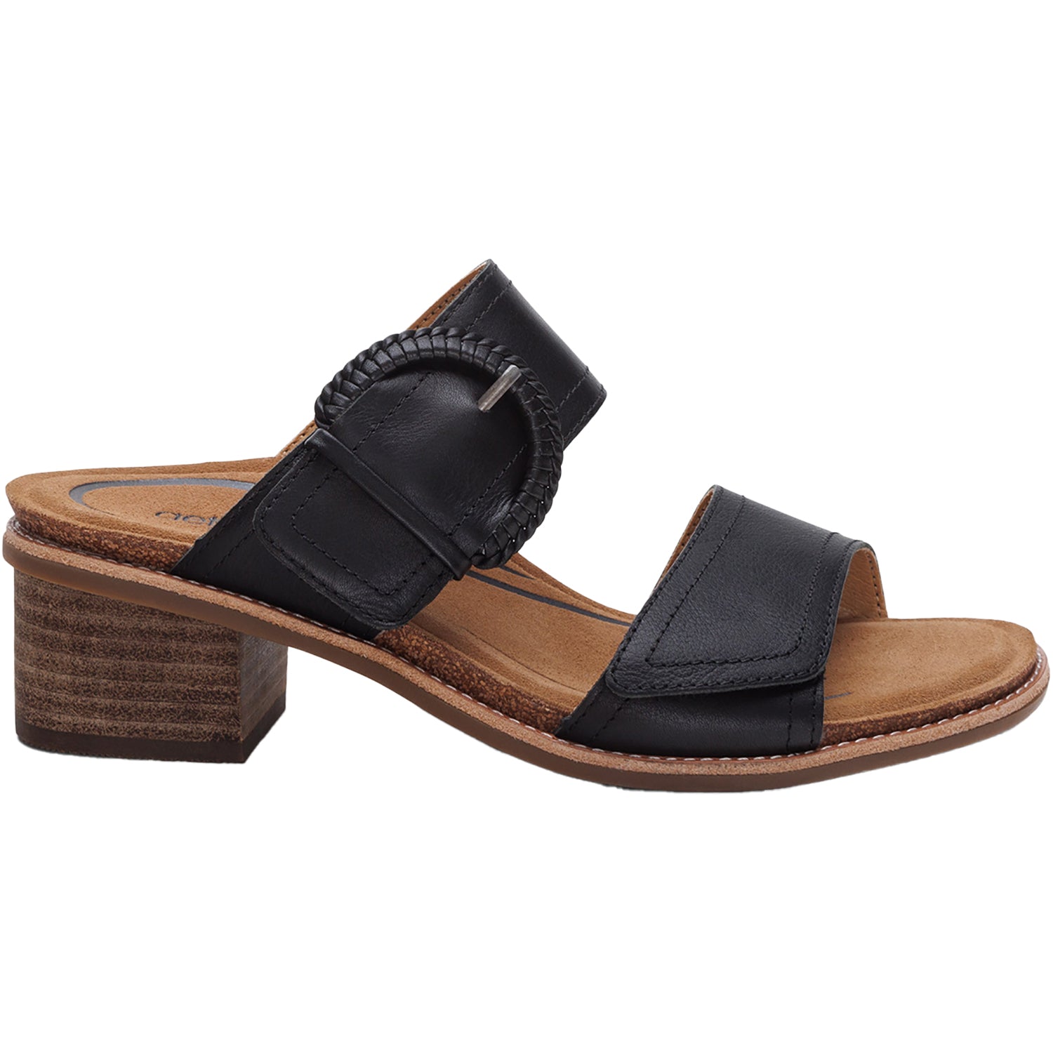 Womens Aetrex Aetrex Tatiana Women's Slide Sandals Black Leather Black Leather