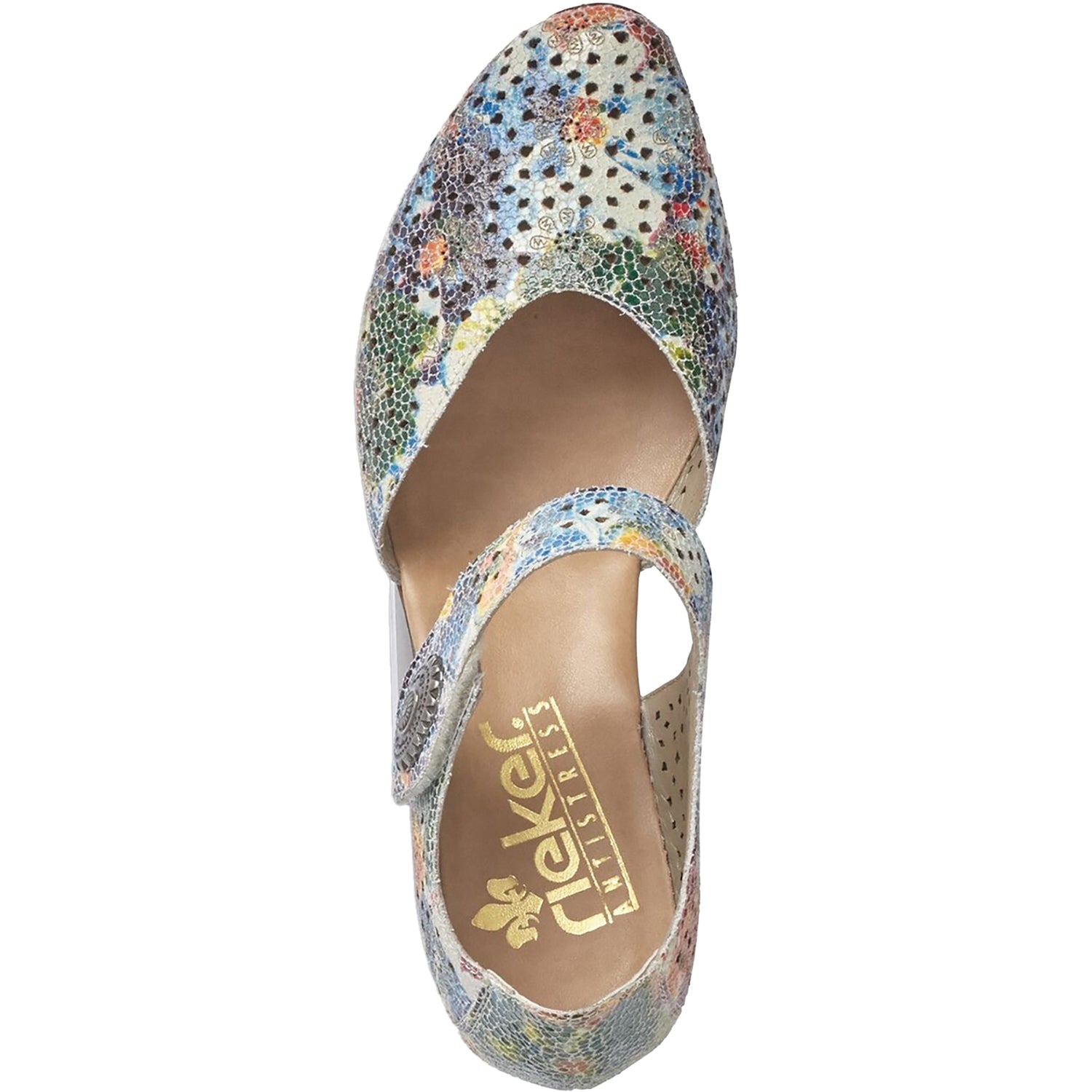 Womens Rieker Rieker 43711-90 Mirjam 11 Women's Mary Janes Ice Multi Suede Ice Multi Suede