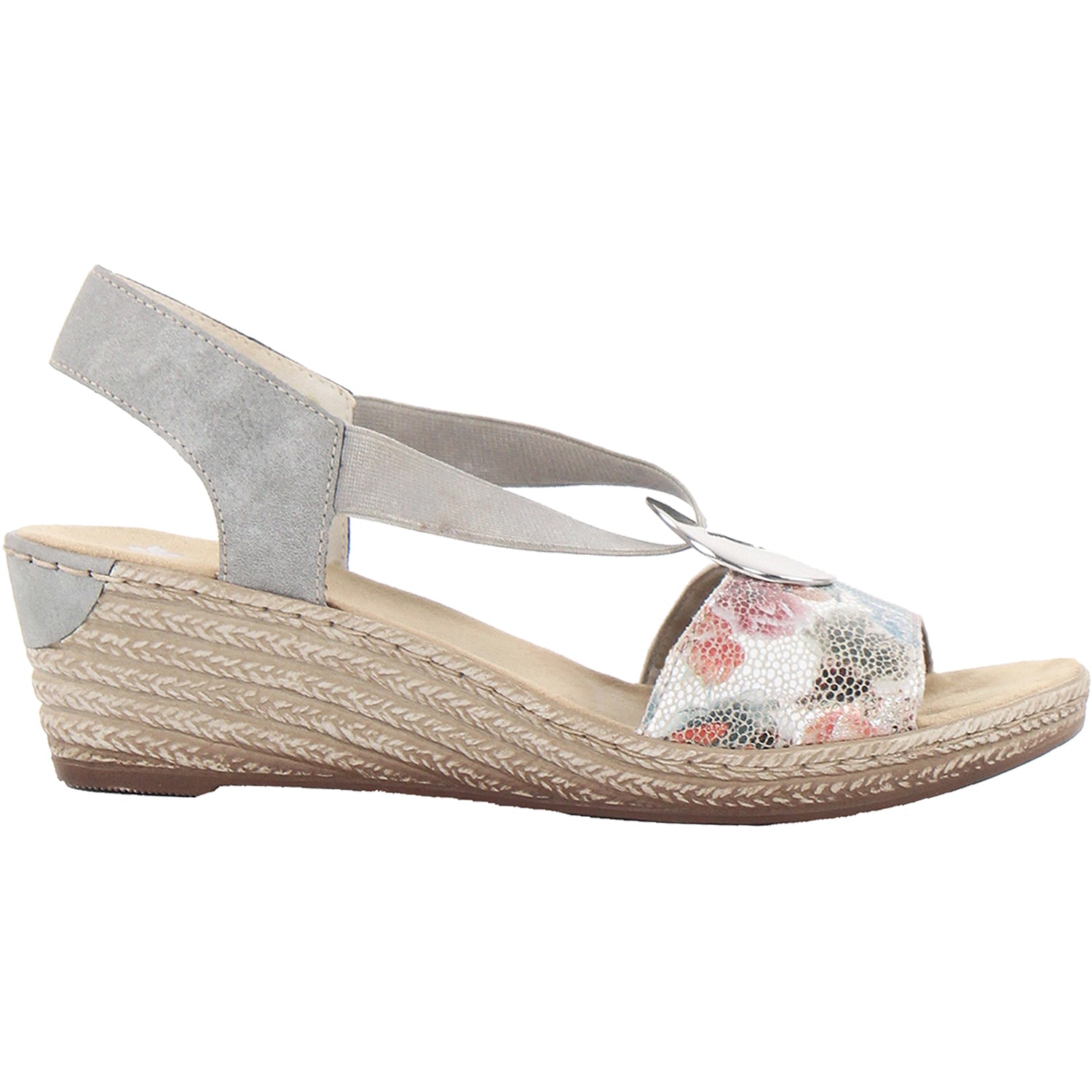 Womens Rieker Rieker 624H6-90 Fanni H6 Women's Sandals White Multi/Cement Mosaic Synthetic White Multi/Cement Mosaic Synthetic