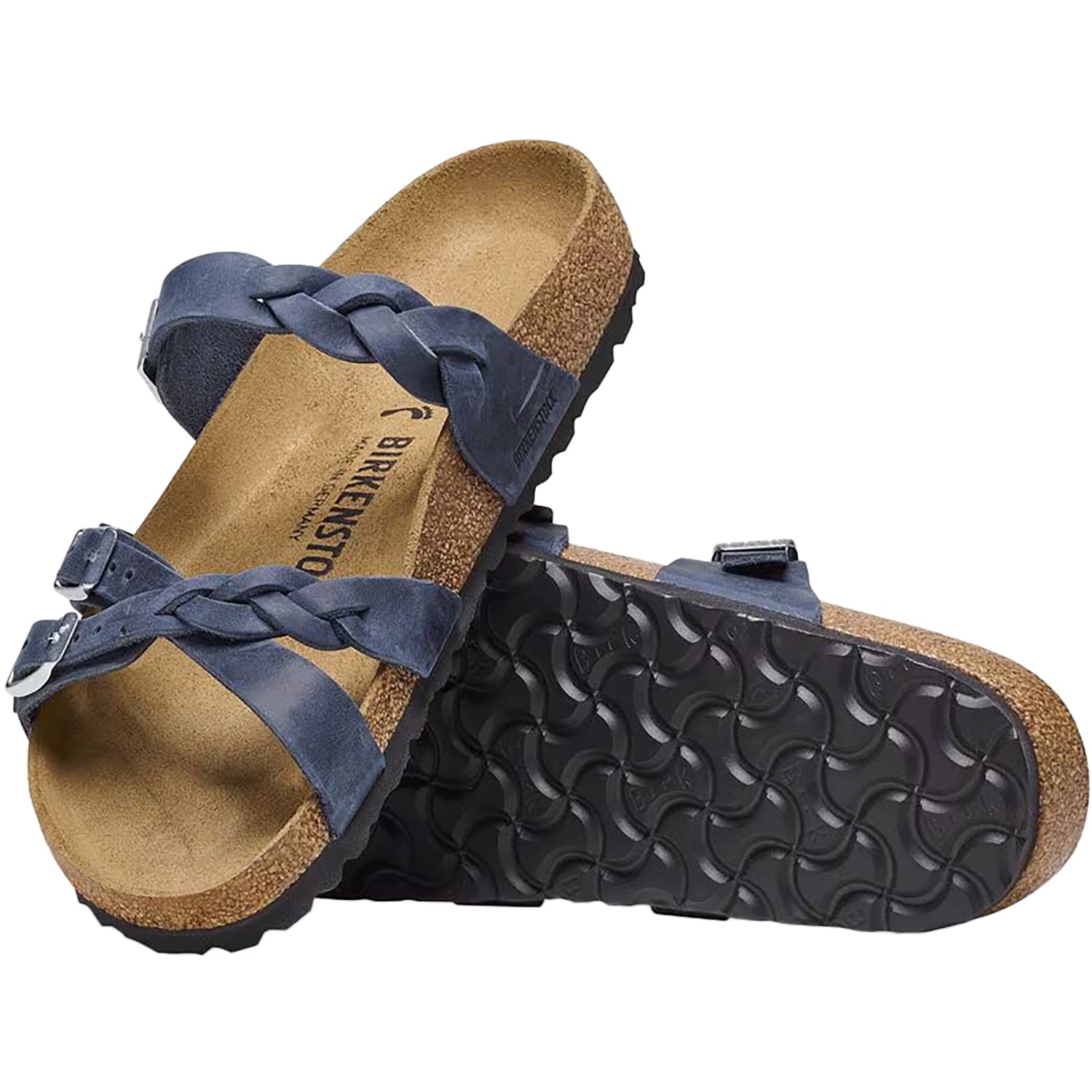 Womens Birkenstock Women's Birkenstock Franca Braid Navy Oiled Leather Navy Oiled Leather