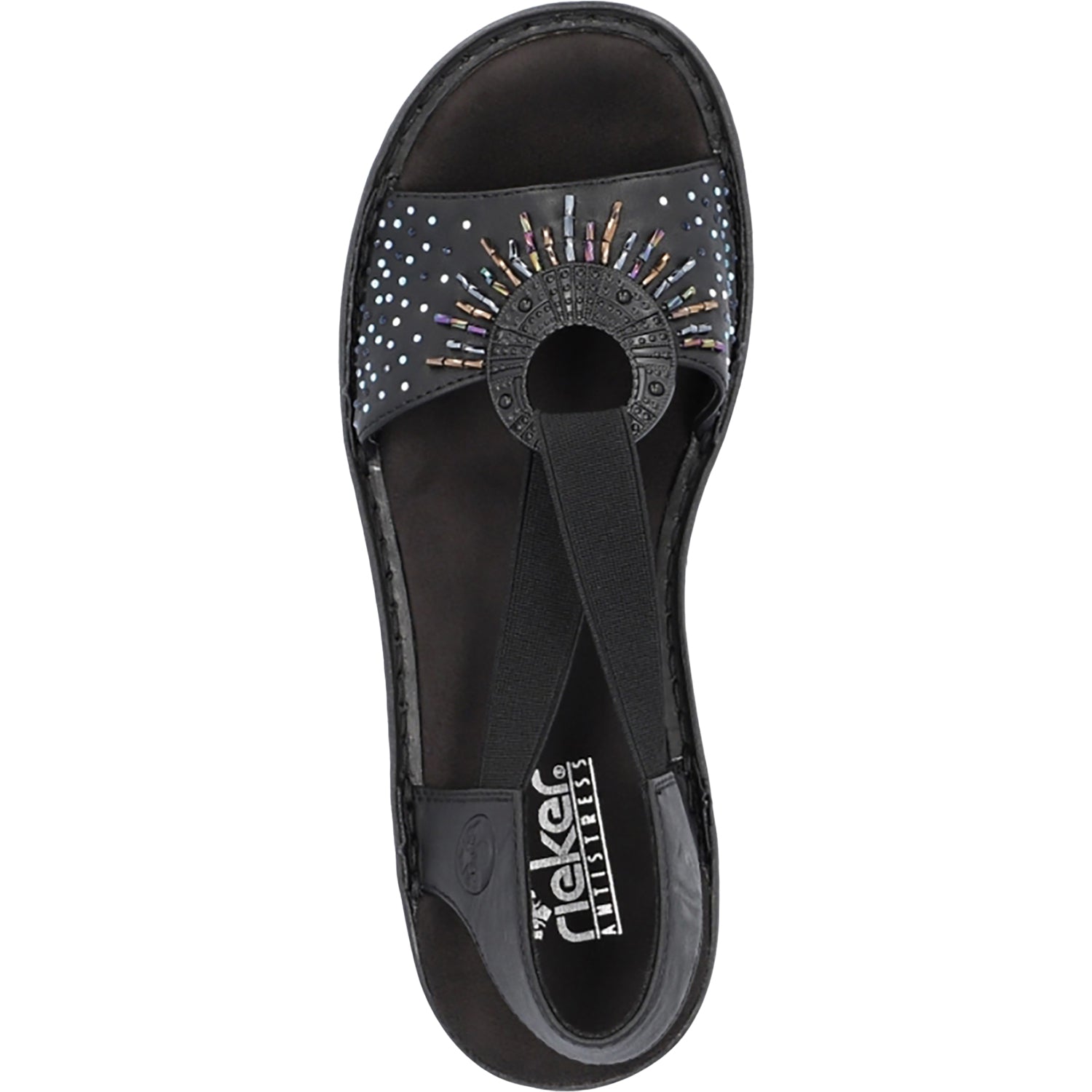 Womens Rieker Rieker 60880-00 With Beads Women's Sandals Black W Beads Synthetic Black W Beads Synthetic