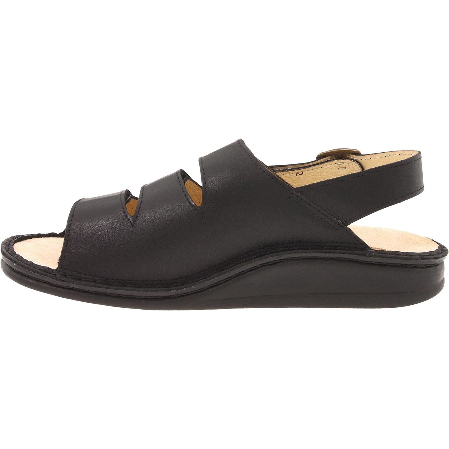 Womens Finn comfort Finn Comfort Sylt Soft Women's Backstrap Sandals Black Nappa Leather Black Nappa Leather