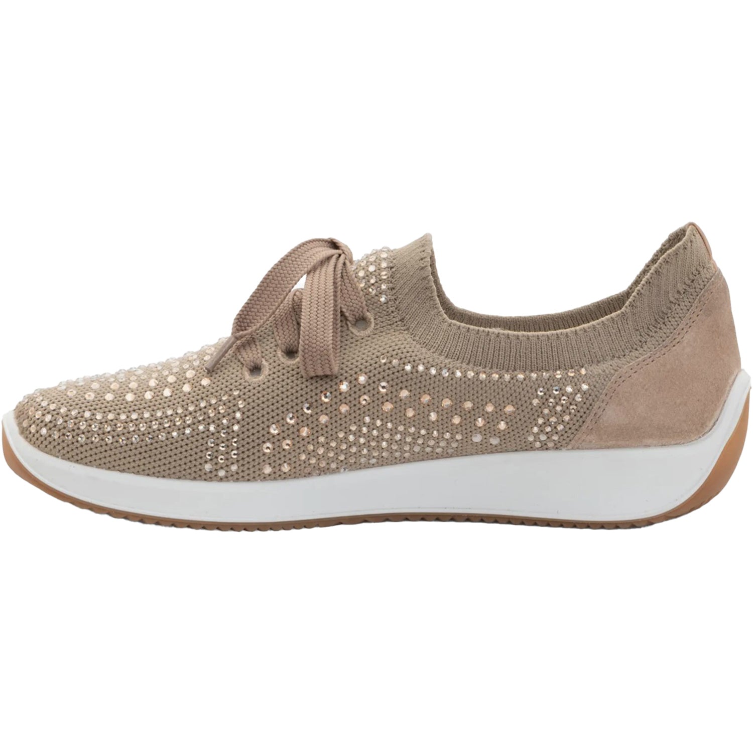 Womens Ara shoes Ara Lisbon Lace Wovenstretch With Sparkle Women's Athletic Athleisure Shoes Lace Up Shoes Sand Sand