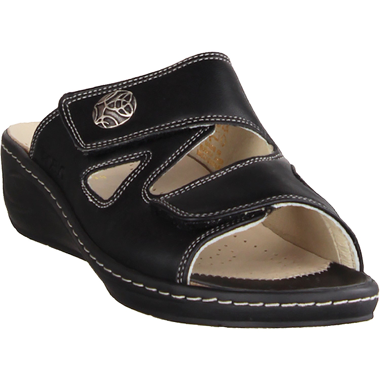 Womens Fidelio Fidelio 43-4103 Linz 2 Women's Slide Sandals Black Leather Black Leather