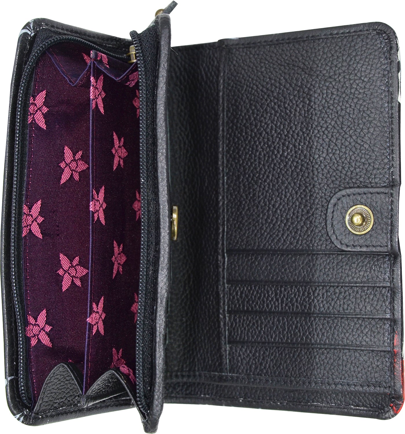 Womens Anuschka Anuschka Two Fold Small Wallet Jungle Queen Leather Jungle Queen Leather