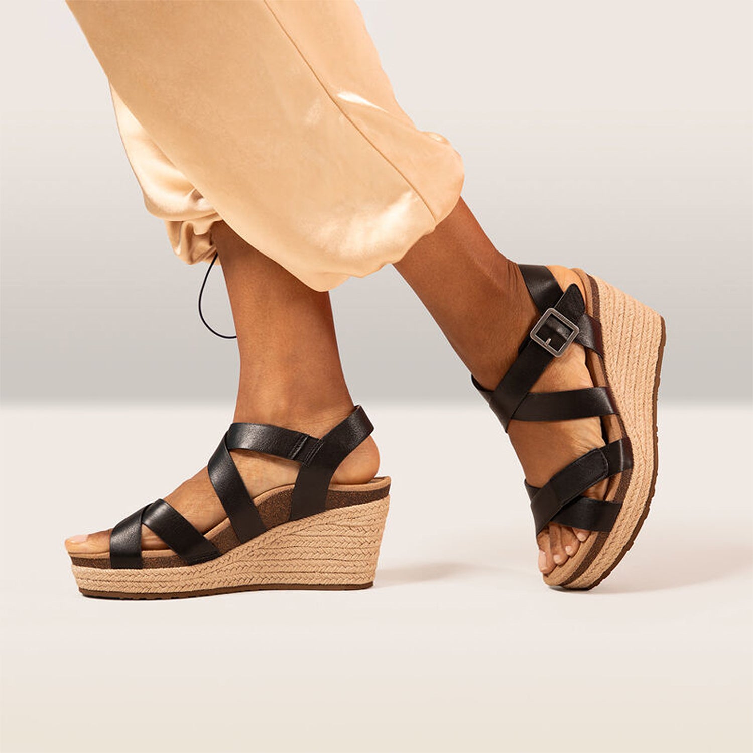 Womens Aetrex Aetrex Anna Women's Wedge Sandals Black Black