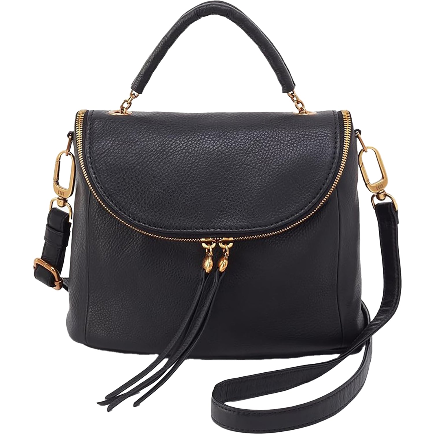 Hobo International Fern Top Handle Satchel Black Pebbled Leather