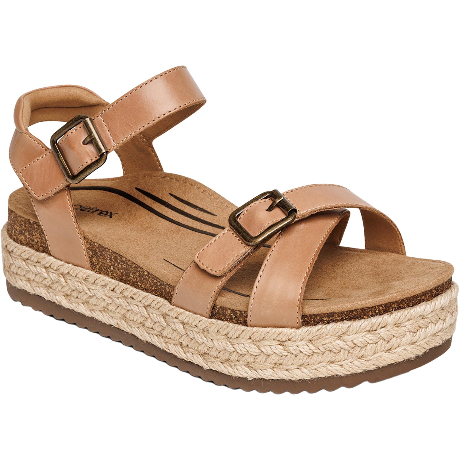 Womens Aetrex Aetrex Paula Women's Espadrille Sandals Aetrex Paula Camel Leather Aetrex Paula Camel Leather