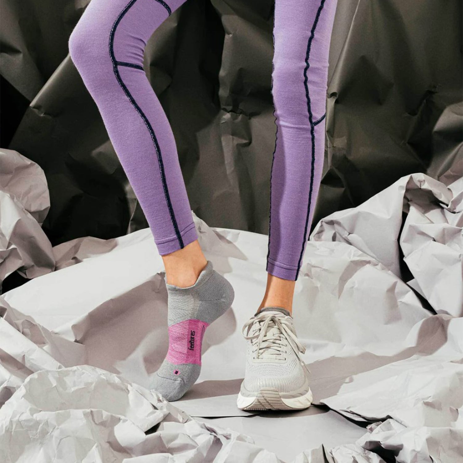 Unisex Feetures Unisex Feetures Merino 10 Max Cushion No Show Tab Amethyst Grey Amethyst Grey