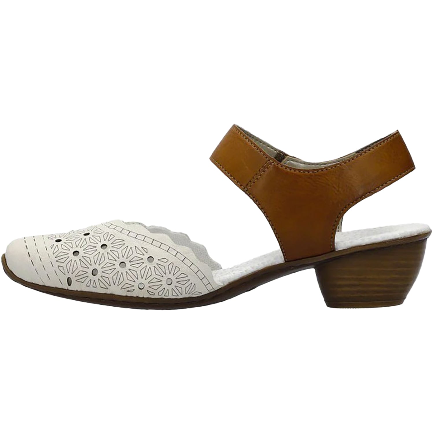 Womens Rieker Rieker 43703-60 Mirjam Women's Dressy Mary Janes Cream/Cayenne Leather Cream/Cayenne Leather