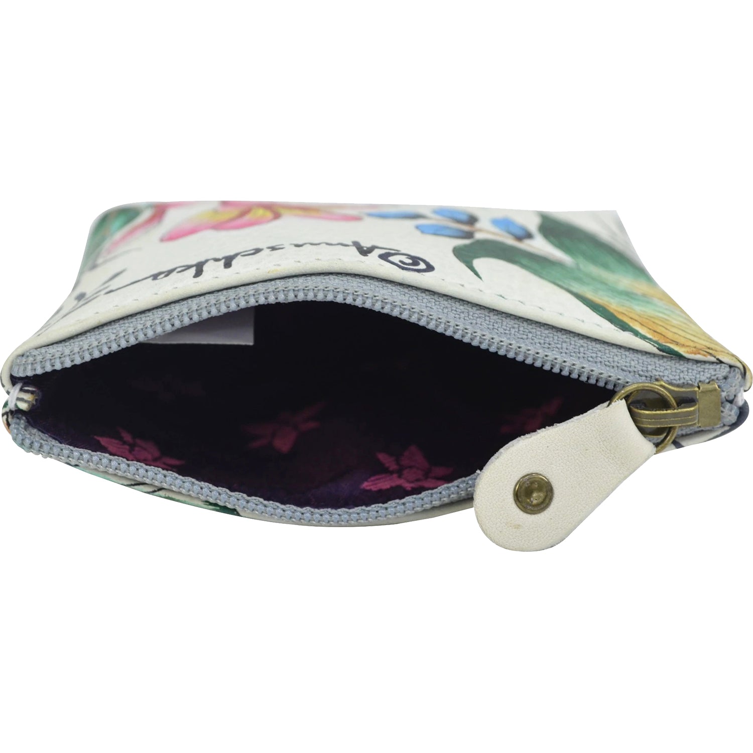Womens Anuschka Anuschka Coin Pouch Jungle Queen Ivory Leather Jungle Queen Ivory Leather