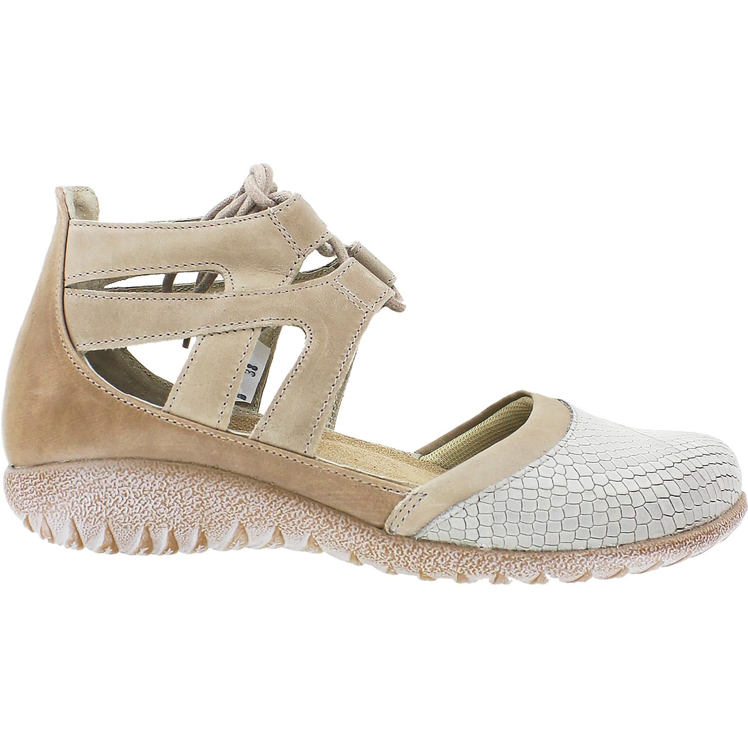 Womens Naot Naot Kata Women's Closed Toe Sandals Beige Iguana/Khaki Leather Beige Iguana/Khaki Leather