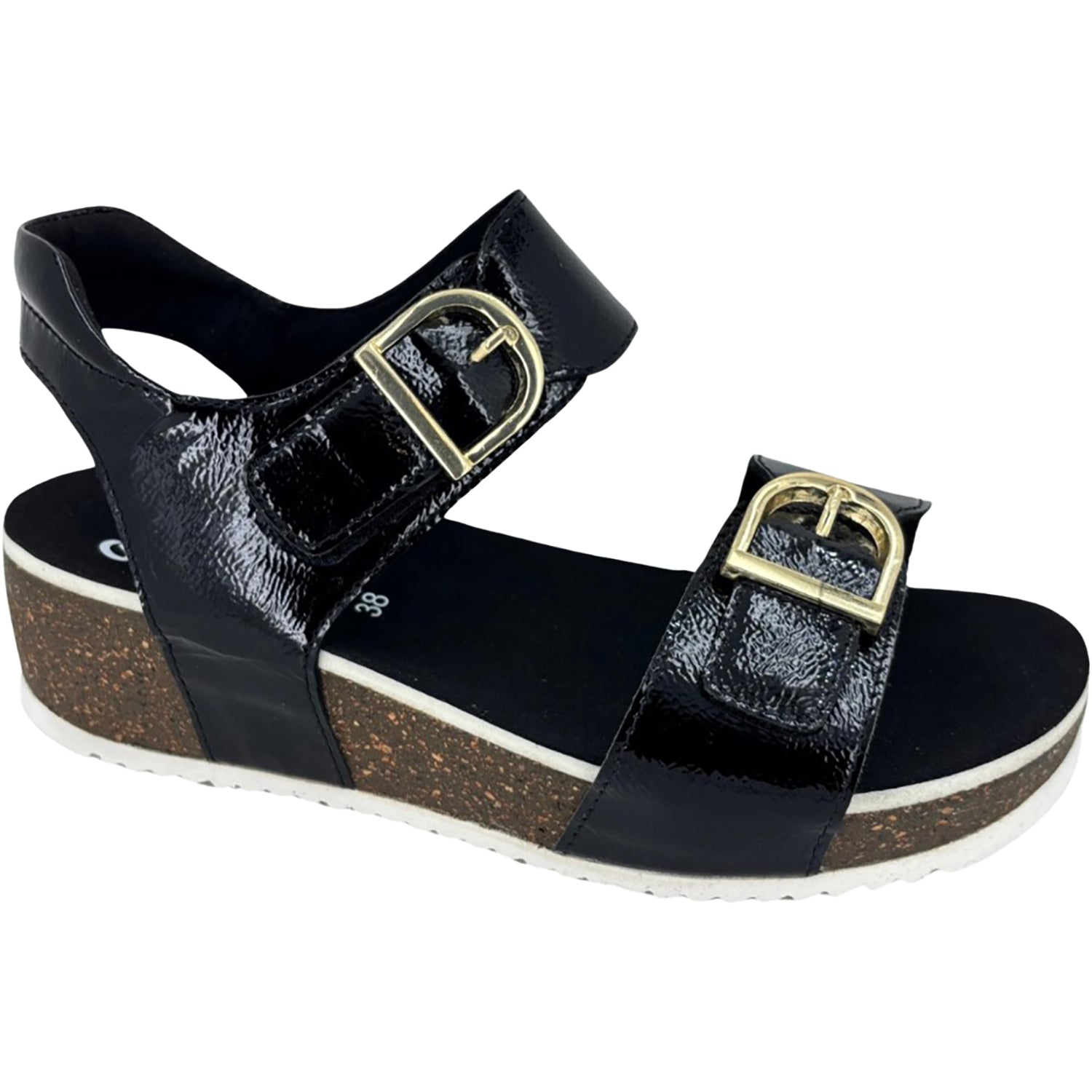 Womens Ara shoes Ara Nova Women's Wedge Sandals Black Patent Leather Black Patent Leather