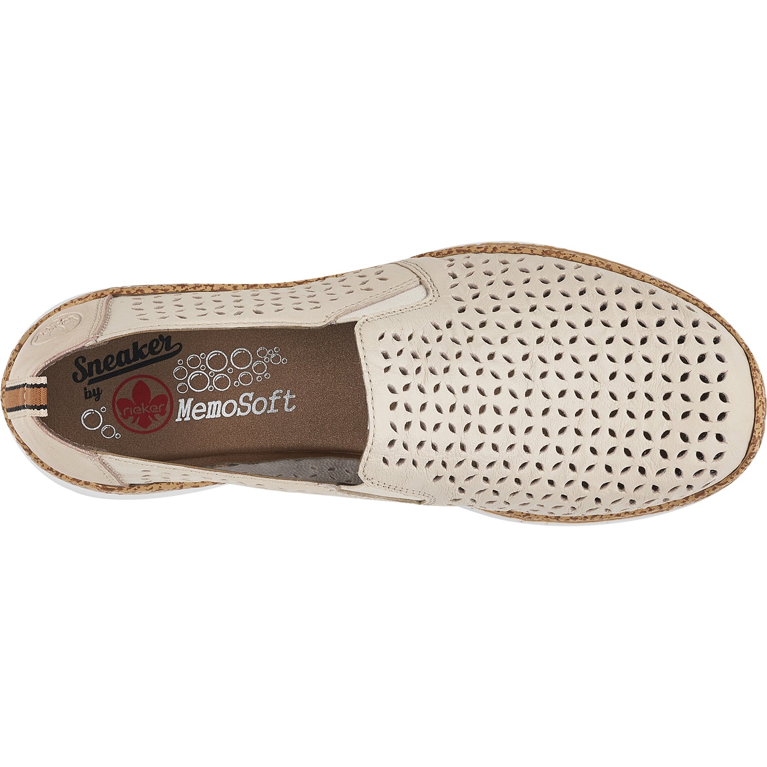 Womens Rieker Rieker N4251-60 Nikita 51 Women's Slip On Shoes Cream Leather Cream Leather/Nubuck