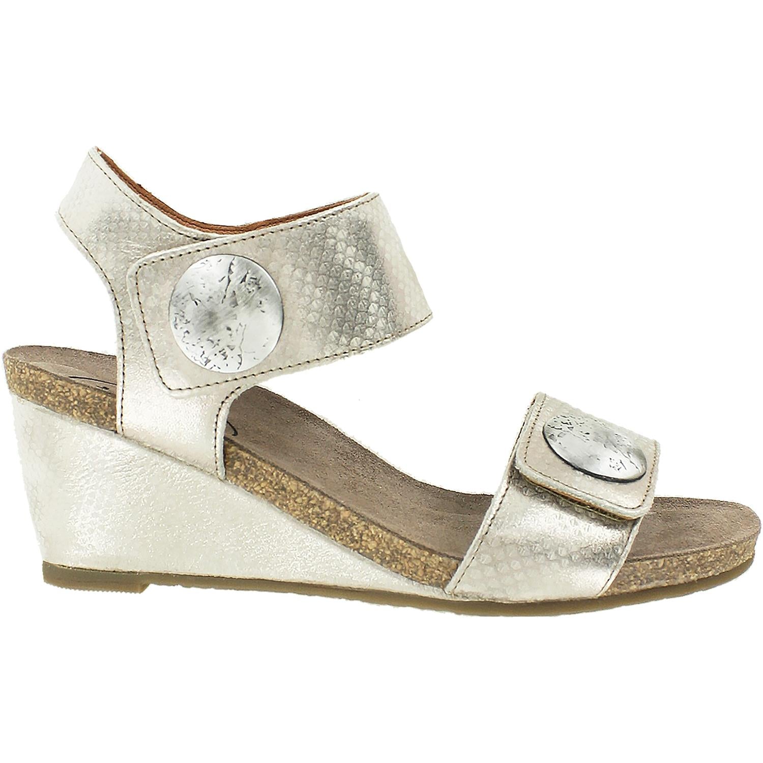 Womens Taos Taos Carousel 2 Women's Wedge Heel Sandals Silver Leather Silver Leather