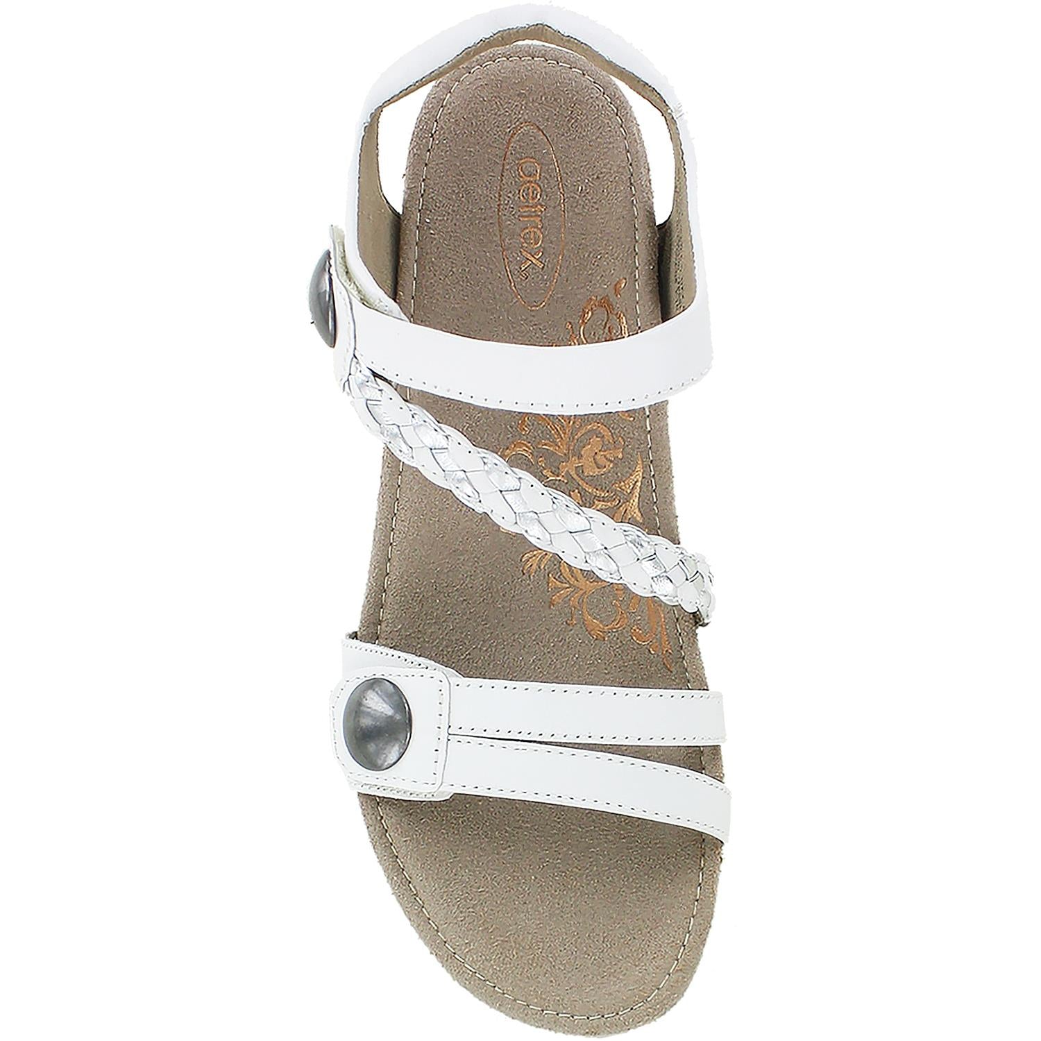 Womens Aetrex Aetrex Naya Women's Sandals White Leather White Leather