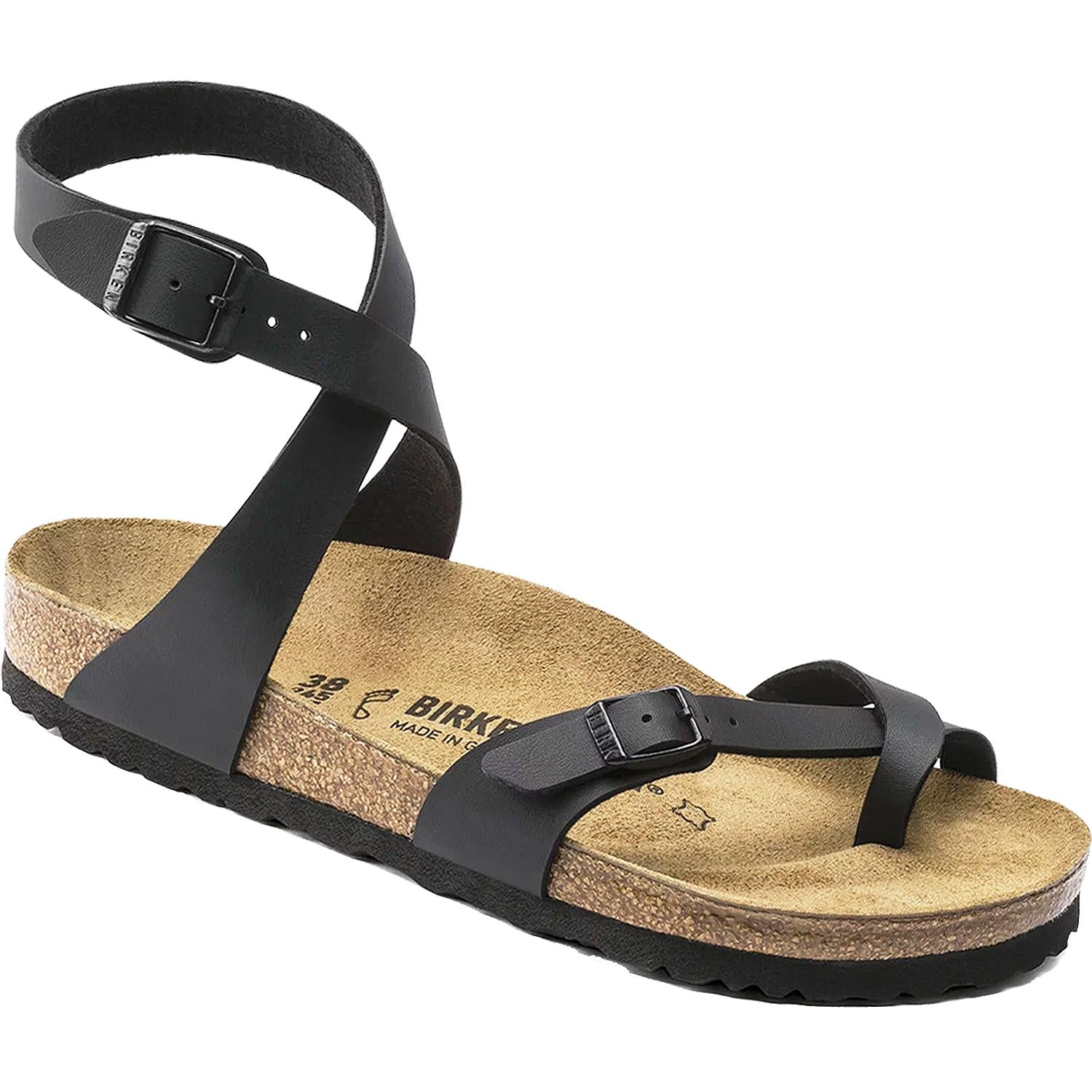 Womens Birkenstock Birkenstock Yara Women's Thong Sandals Black Birko-Flor Black Birko-Flor