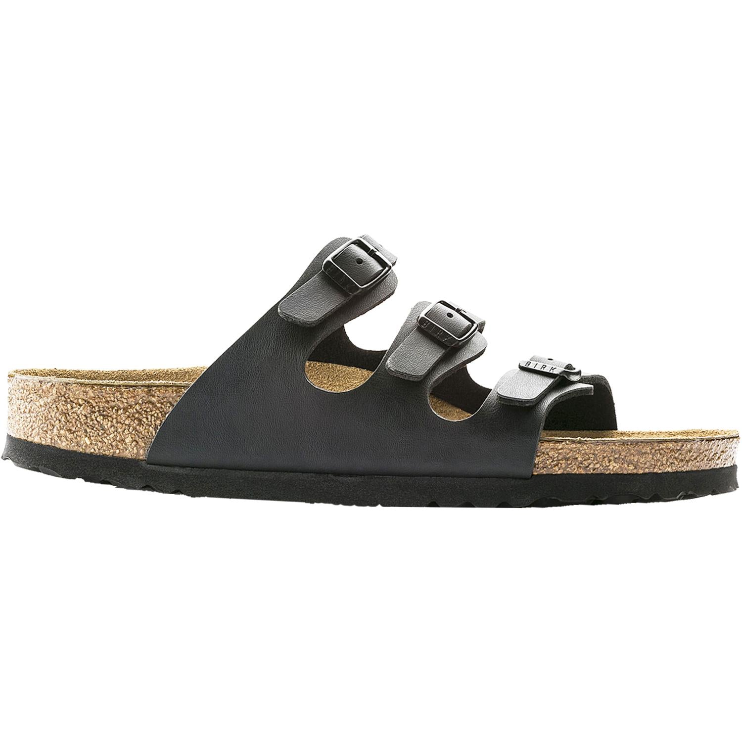 Womens Birkenstock Birkenstock Florida Soft Footbed Women's Sandals Black Birko-Flor Black Birko-Flor