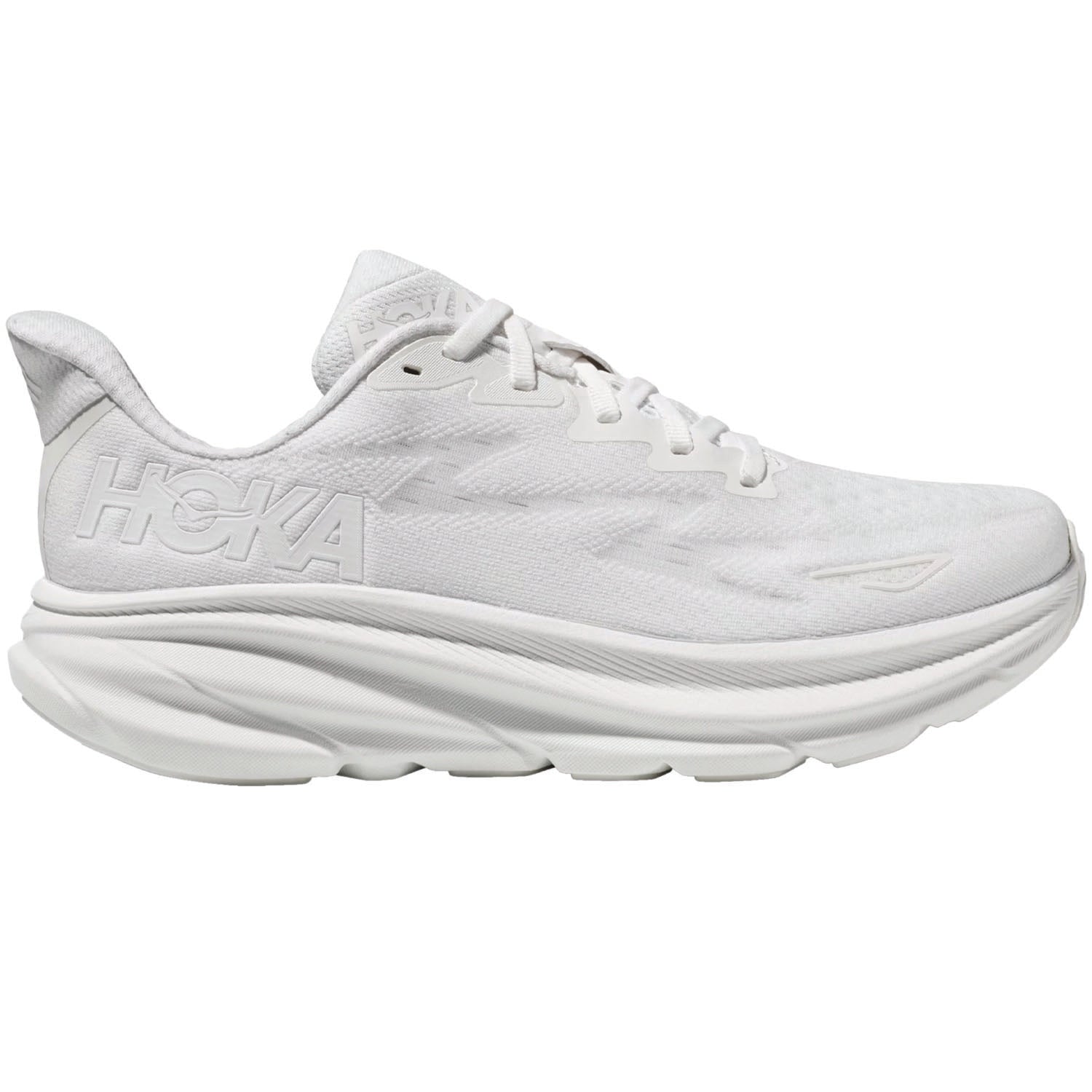 Womens Hoka one one Women's Hoka Clifton 9 White/White Mesh (Neutral Support) White/White Mesh