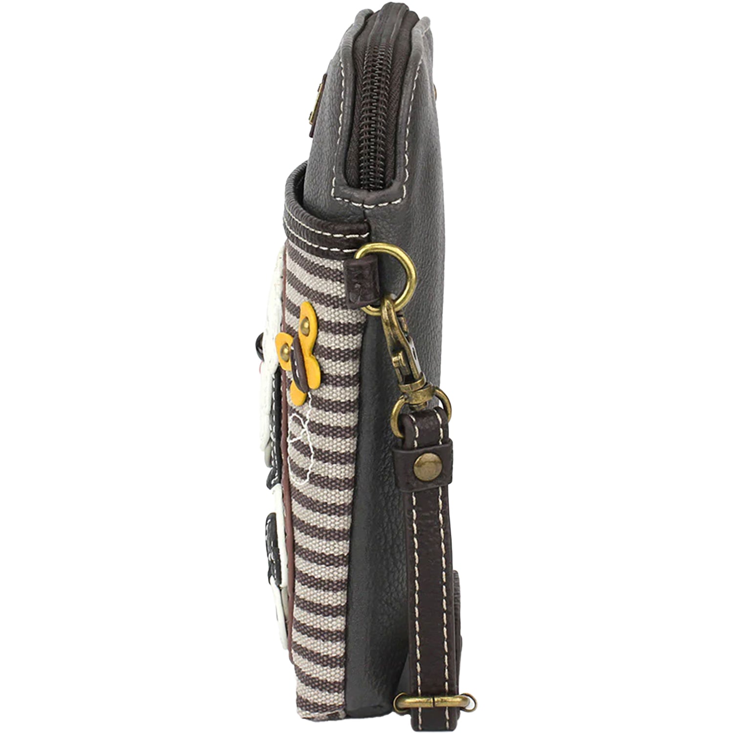 Unisex Chala Chala White Shih Tzu Cellphone Crossbody Handbag Gray Stripe Synthetic Gray Stripe Synthetic