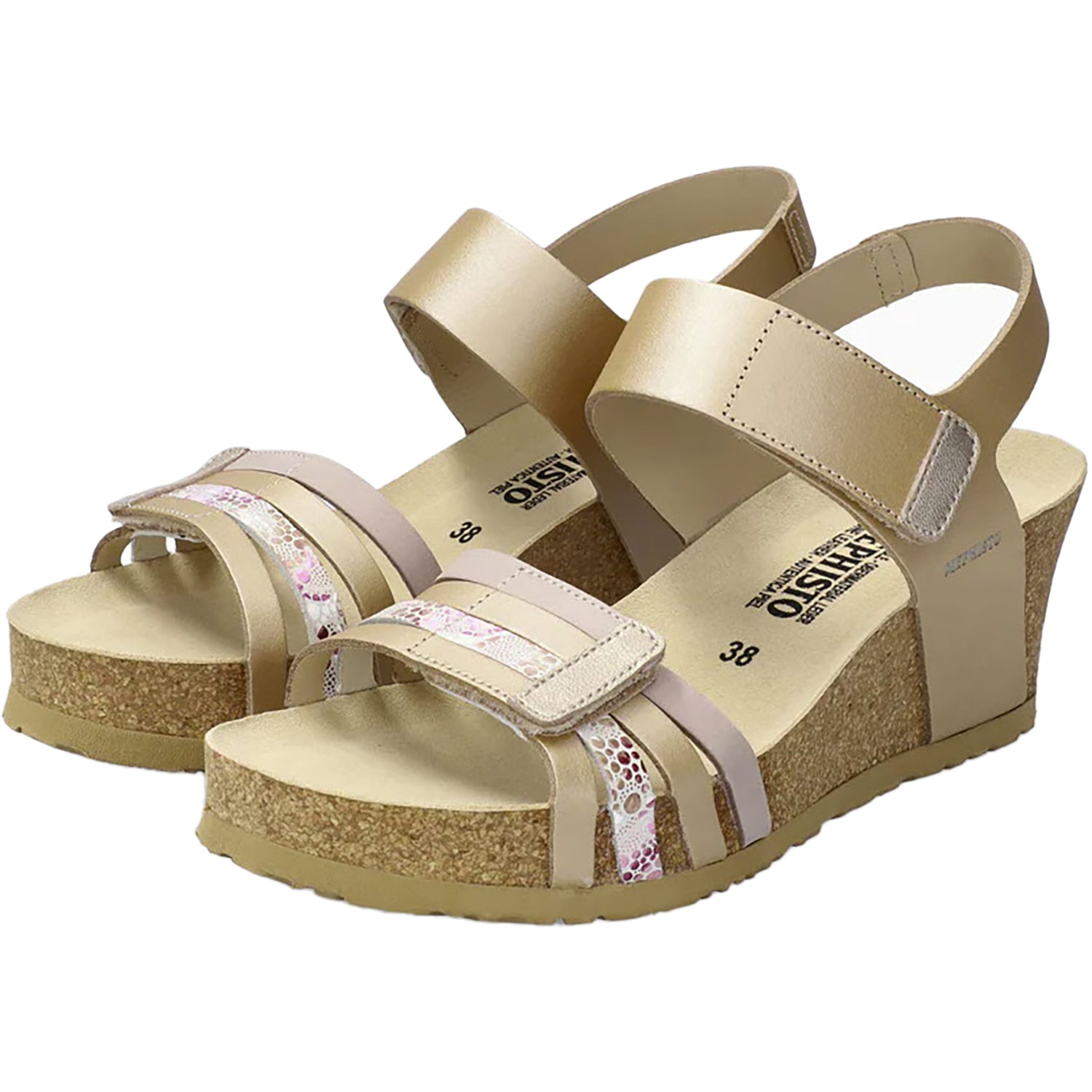 Womens Mephisto Mephisto Lucia Women's Wedge Heel Sandals Platinum Leather Platinum Leather
