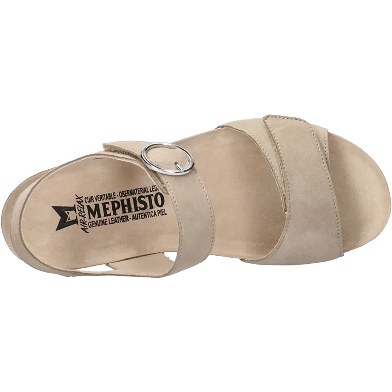 Womens Mephisto Mephisto Oriana Women's Wedge Sandals Warm Grey Velvet Leather Warm Grey Velvet Leather