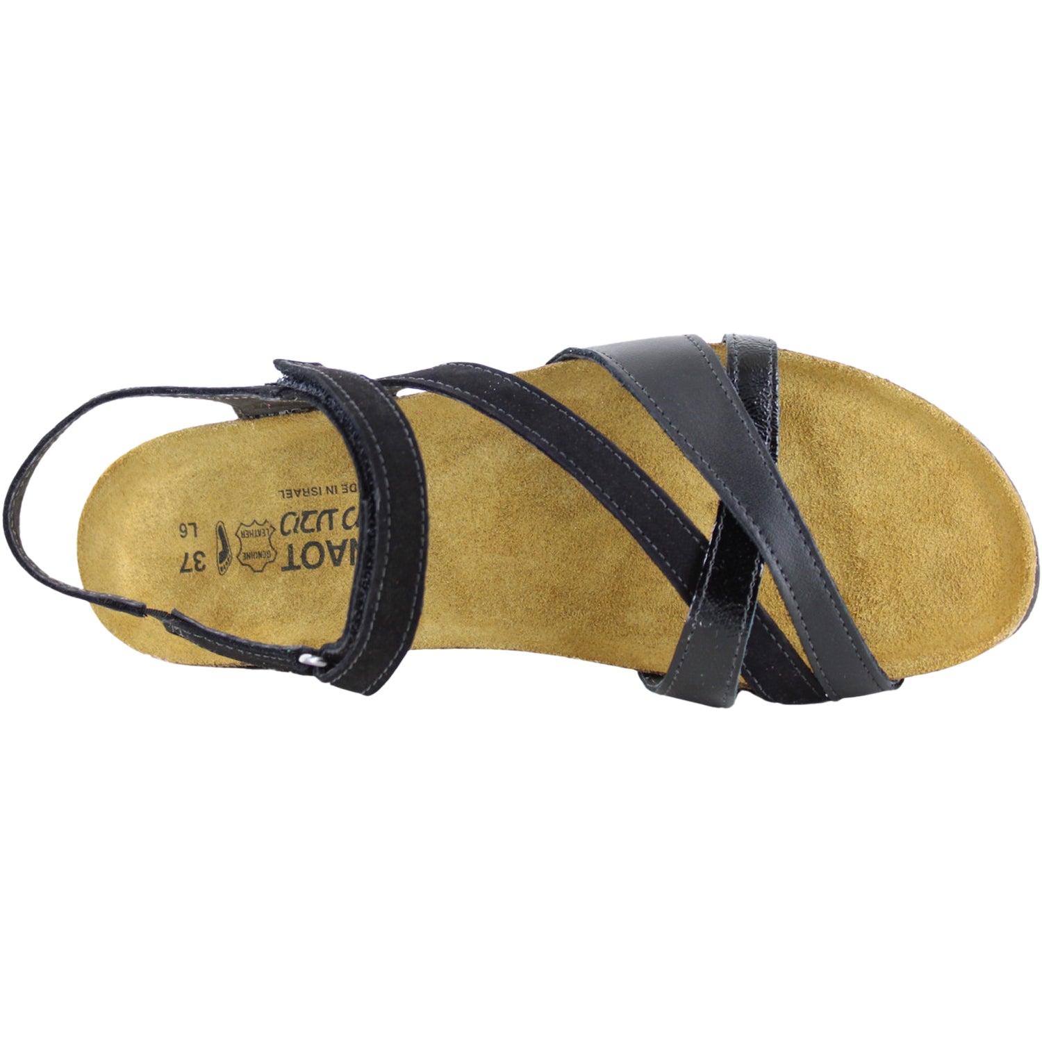 Womens Naot Naot Sophia Women's Sandals Black Velvet/JetBlack/Black Crinkle Pat Leather Black Velvet/JetBlack/Black Crinkle Pat. Leather