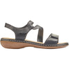 Womens Rieker Rieker 659C7-00 Regina Women's Sandals Black Leather Black Leather
