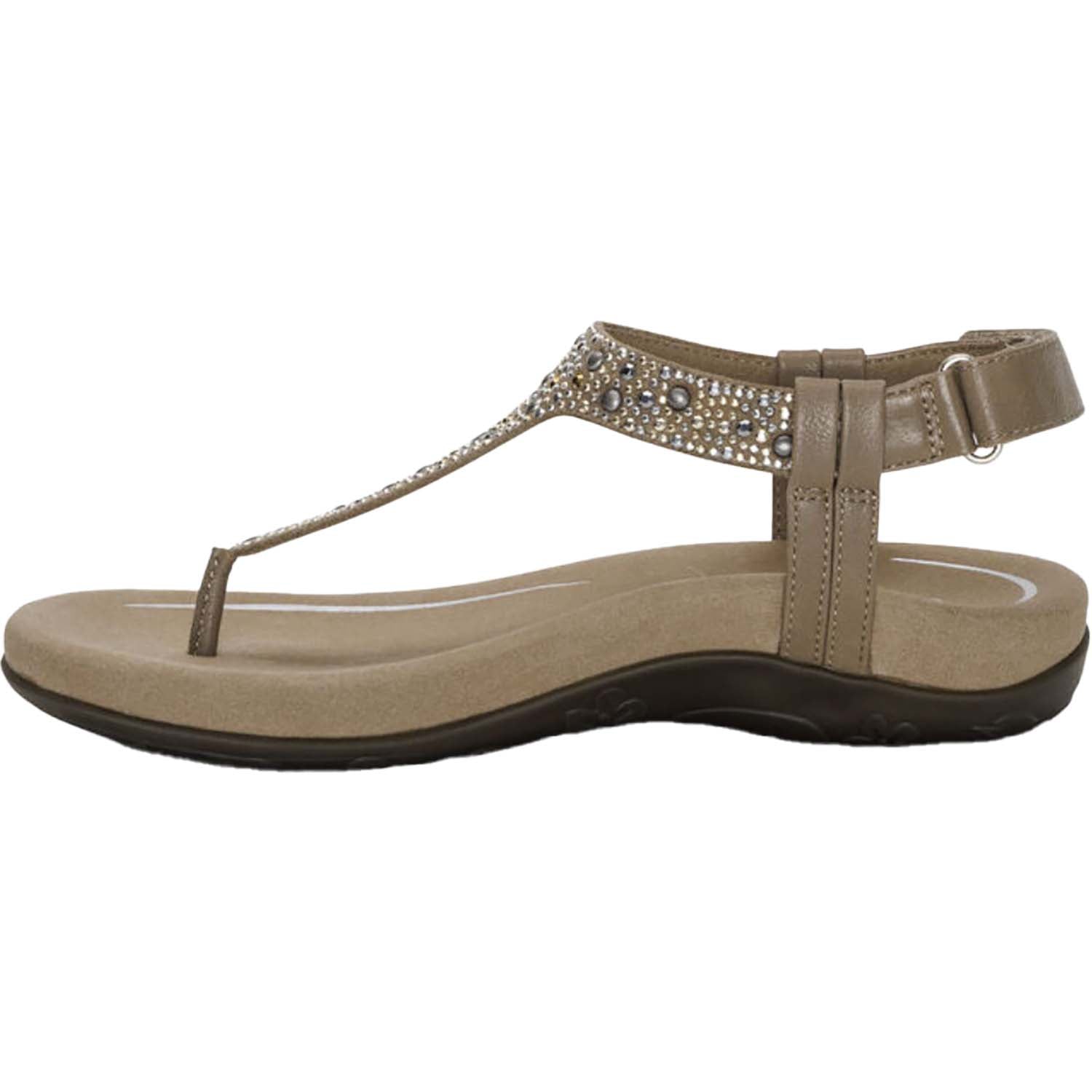 Womens Aetrex Women's Aetrex Marni Taupe With Embellishments Synthetic Taupe With Embellishments Synthetic