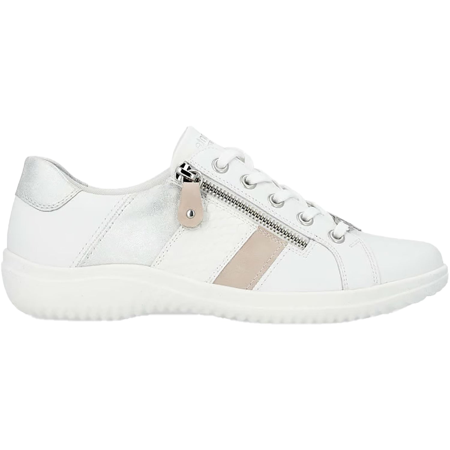 Womens Remonte Remonte D1E00-81 Women's Sporty Lace Up Shoes Weiss/Rose/Ice Leather Weiss/Rose/Ice Leather
