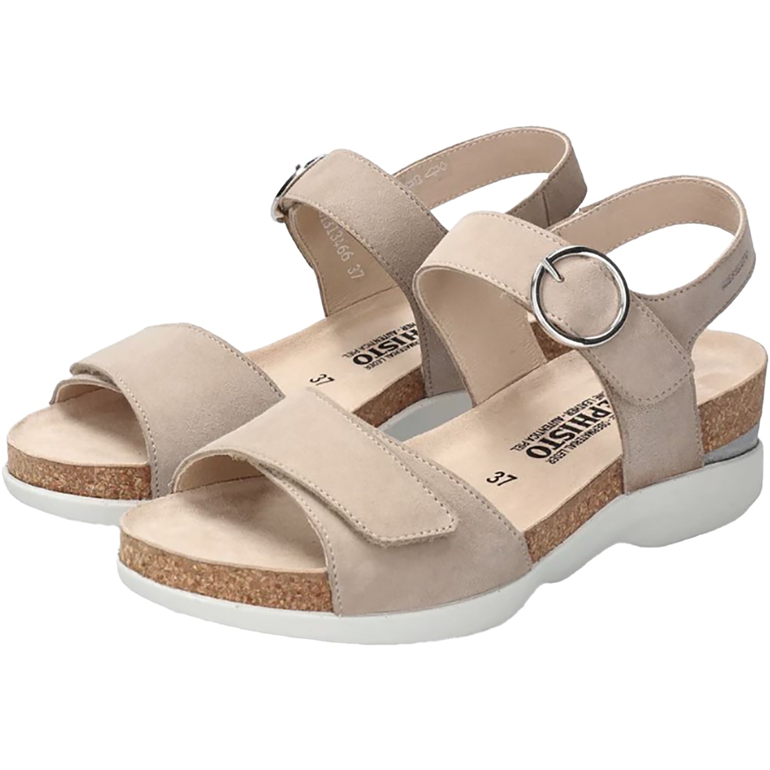 Womens Mephisto Mephisto Oriana Women's Wedge Sandals Warm Grey Velvet Leather Warm Grey Velvet Leather