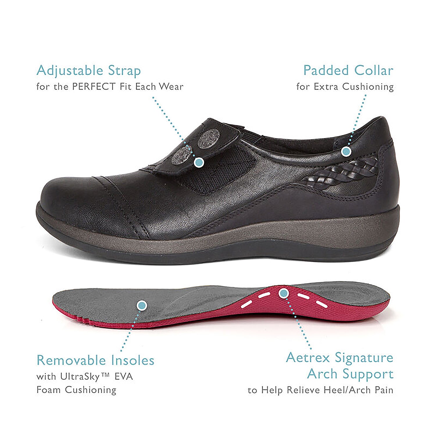 Women's Aetrex Karina Black Leather – Footwear etc.
