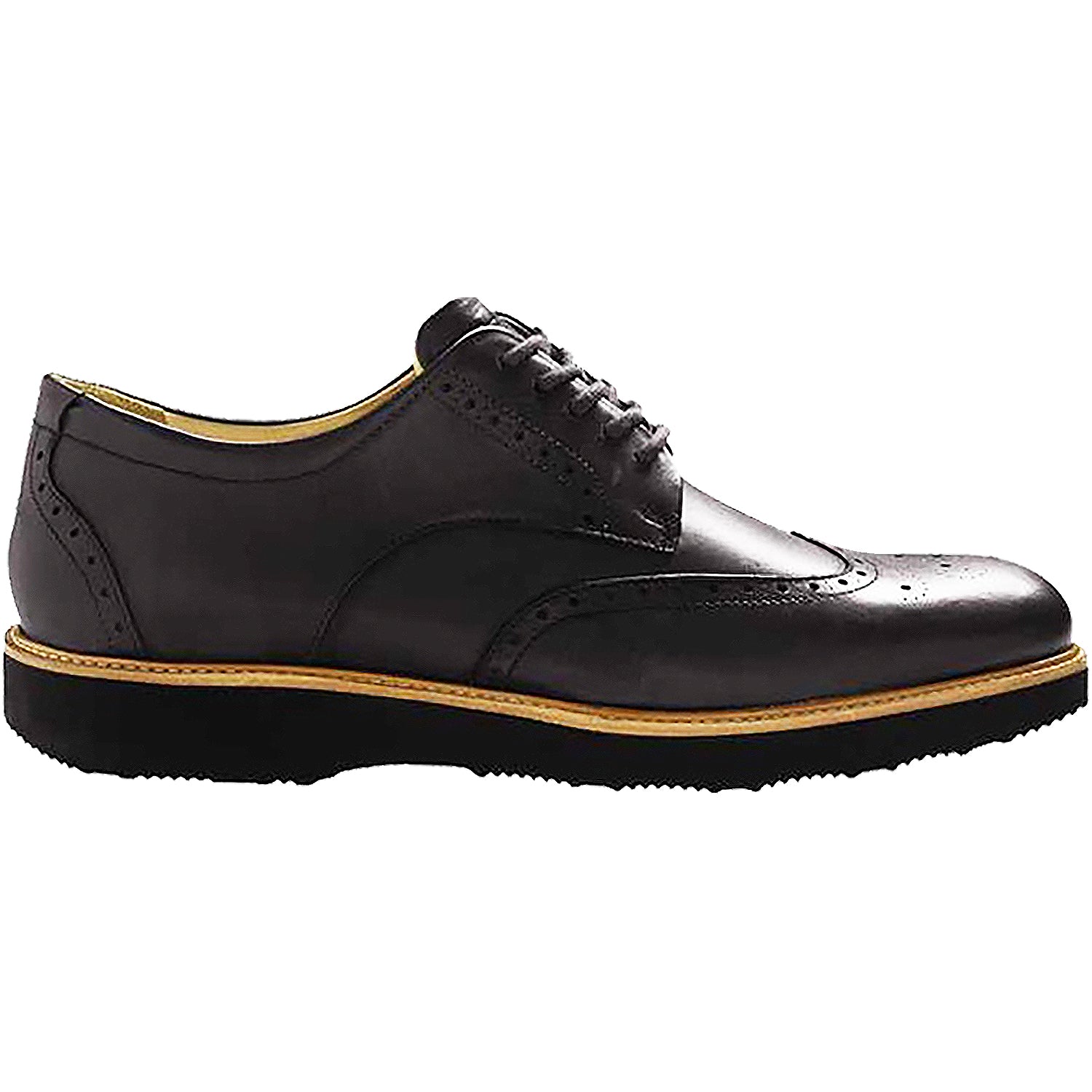 Mens Samuel hubbard Samuel Hubbard Tipping Point Men's Wingtip Shoes Black Leather Black Leather