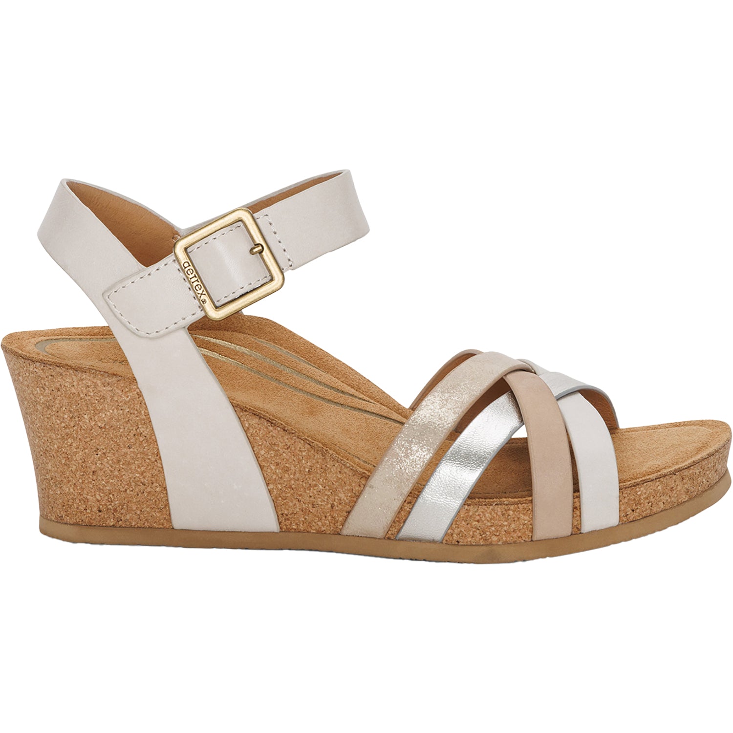 Womens Aetrex Aetrex Noelle Women's Wedge Sandals Ivory Multi Leather Ivory Multi Leather