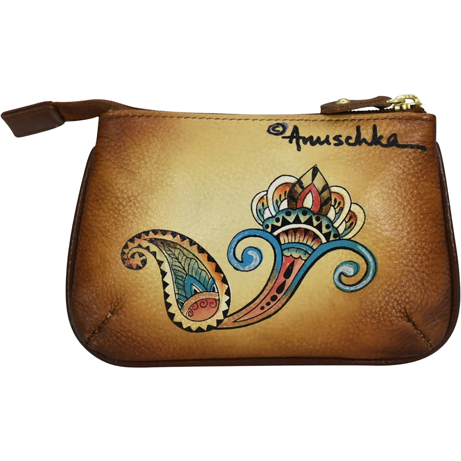 Womens Anuschka Anuschka Medium Zip Pouch Elephant Mandala Leather Elephant Mandala Leather