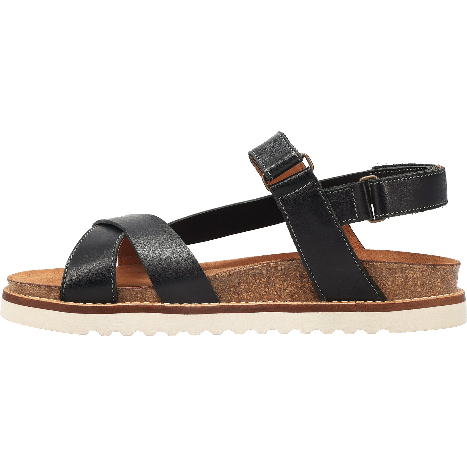 Womens Taos Taos Sideways Women's Ankle Strap Sandals Black Leather Black Leather
