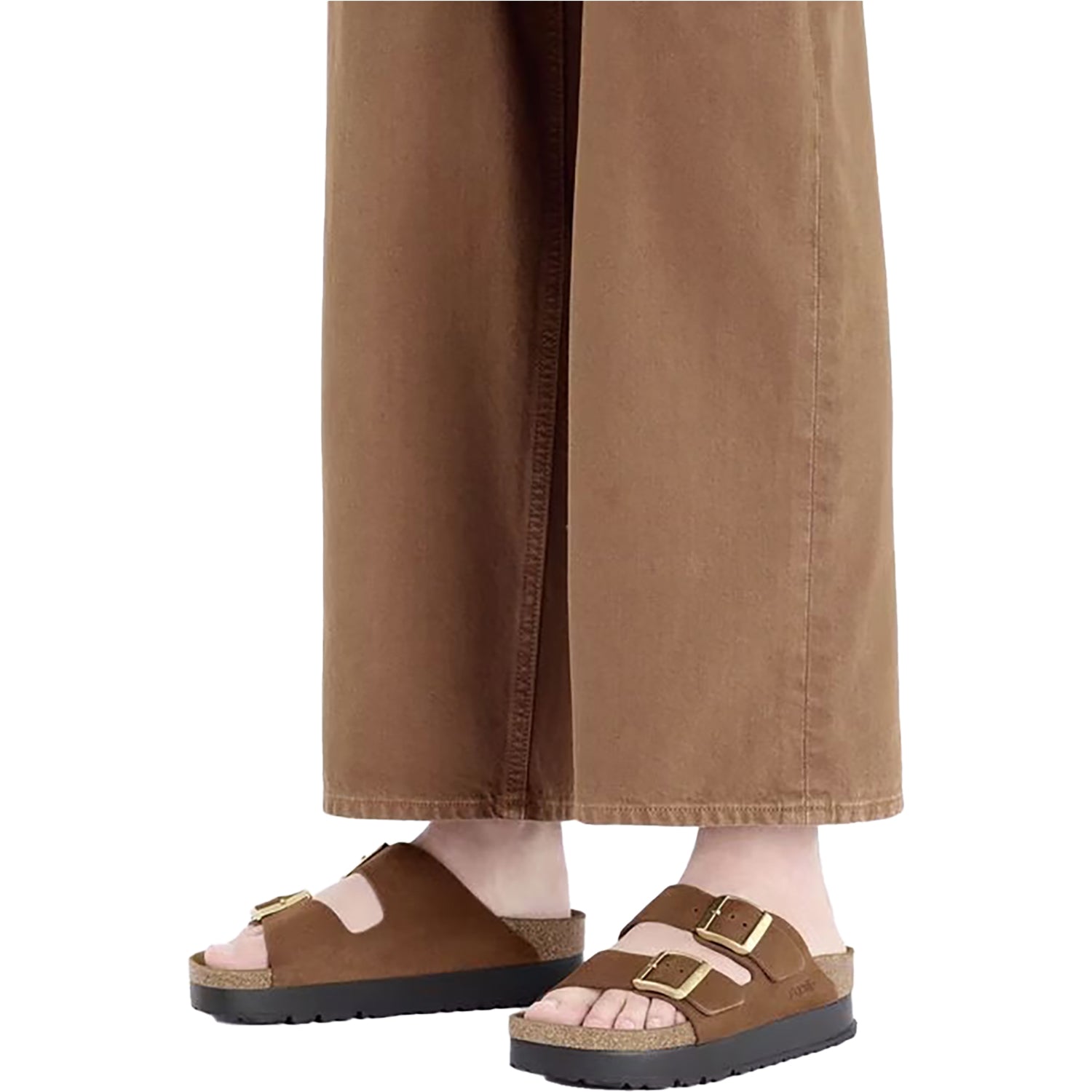 Womens Birkenstock Birkenstock Arizona Platform Women's Sandals Dark Tea Nubuck Dark Tea Nubuck