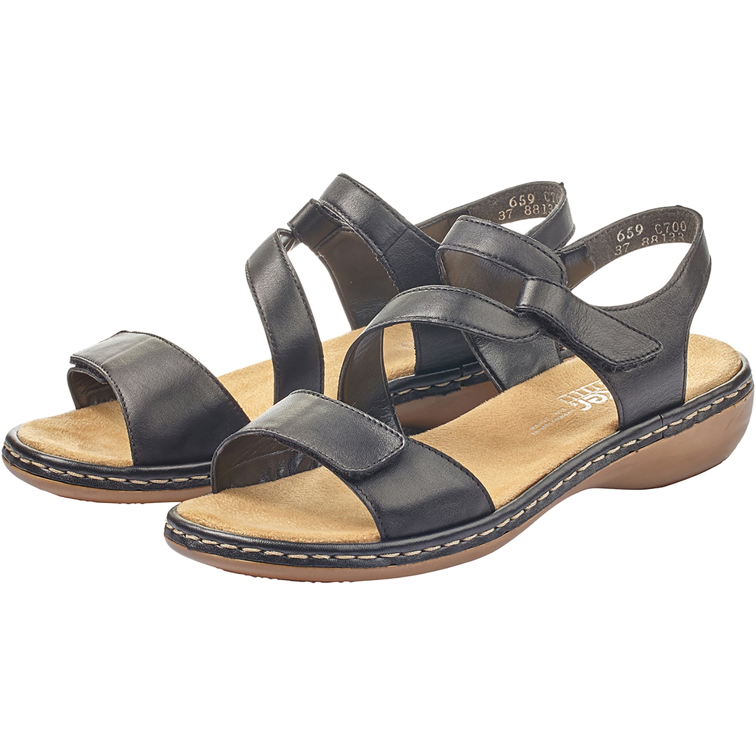 Rieker 659C7-00 Regina Women's Sandals Black Leather – Footwear etc.