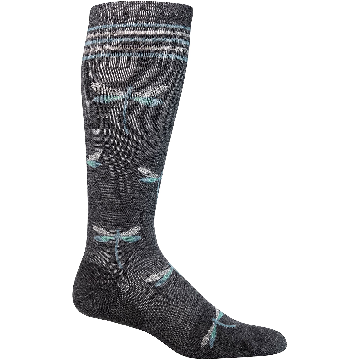Womens Sockwell Sockwell 15-20 Dragonfly Charcoal W/Sparkle Women's Socks Compression Moderate Charcoal with Sparkle Charcoal with Sparkle